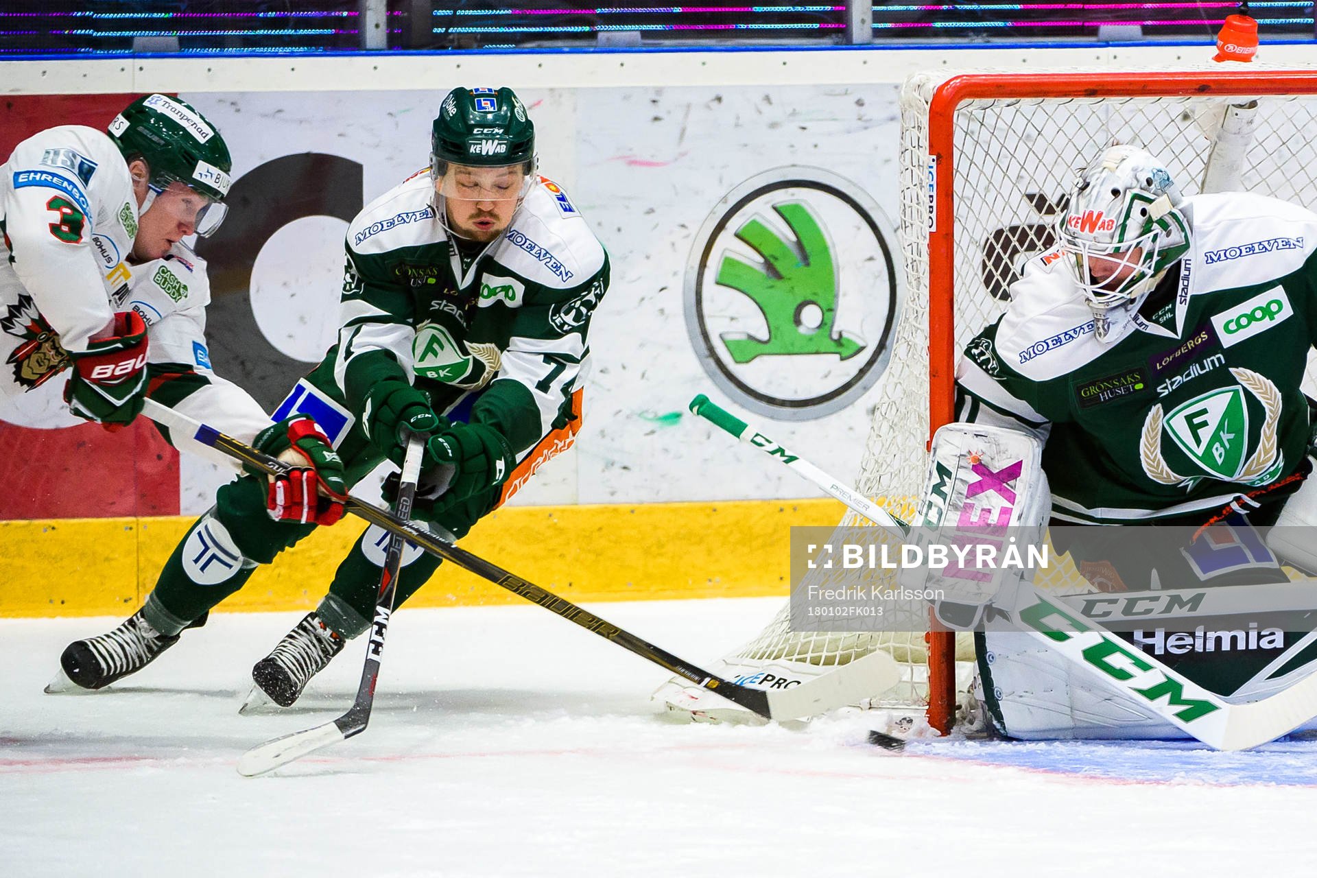 Frölundas Carl Grundström och Färjestads Rasmus Asplund