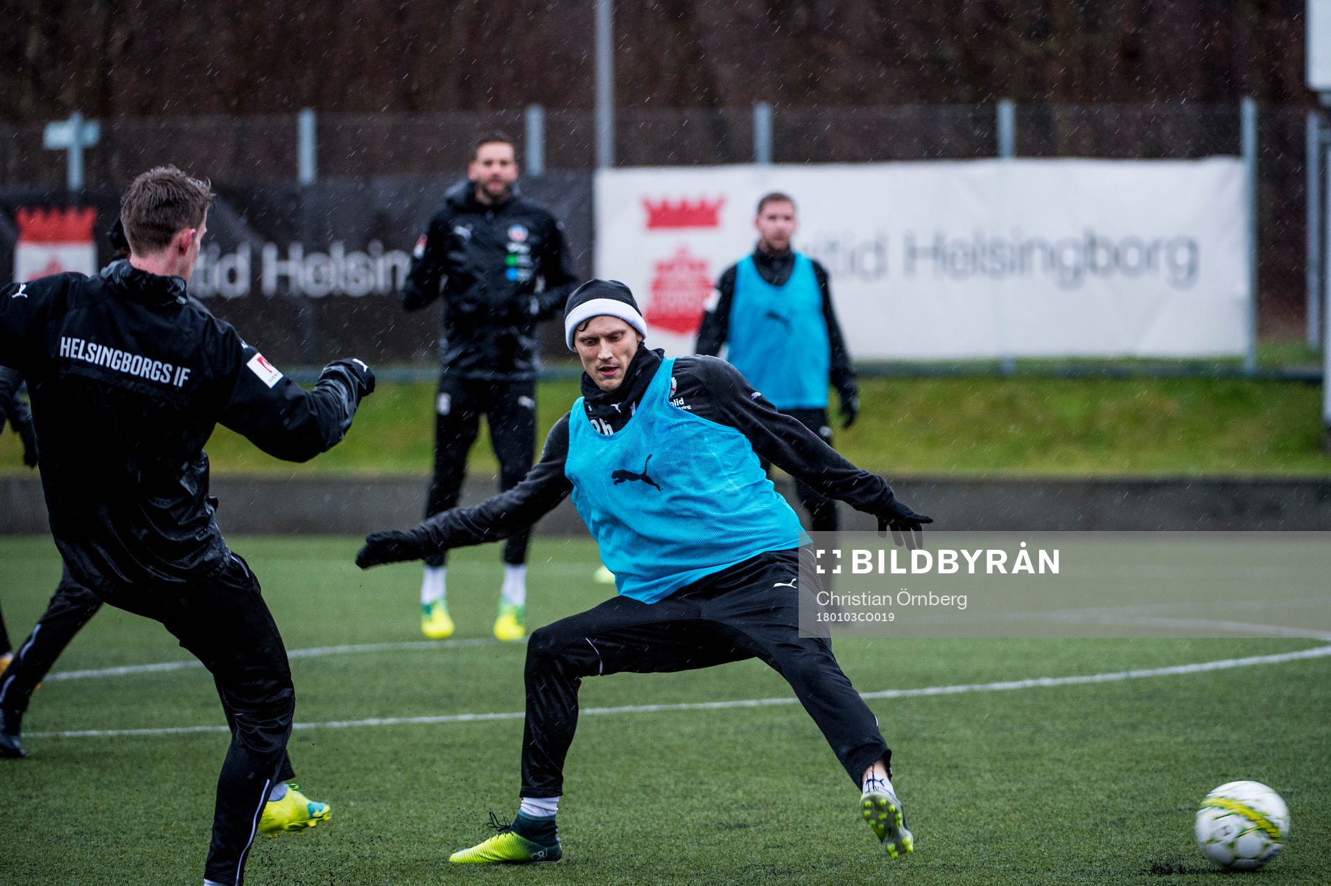 Andri Runar Bjarnason under Helsingborgs första utomhusträning för säsongen den 3 januari 2018 i Helsingborg.