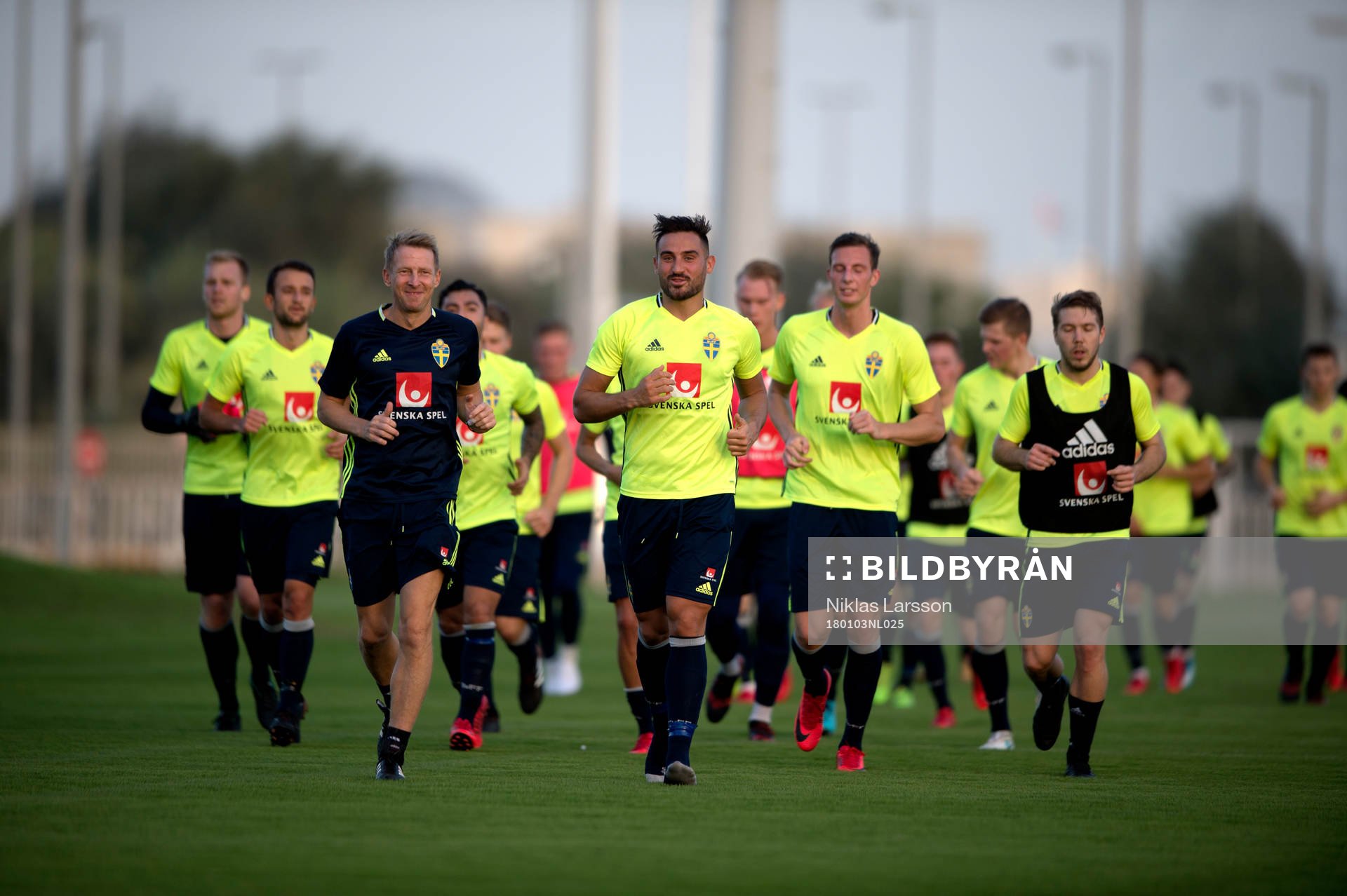 Sveriges Sotirios Papagiannopoulos under en träning på det svenska fotbollslandslagets januariturné den 3 januari 2018 i Abu Dhabi.