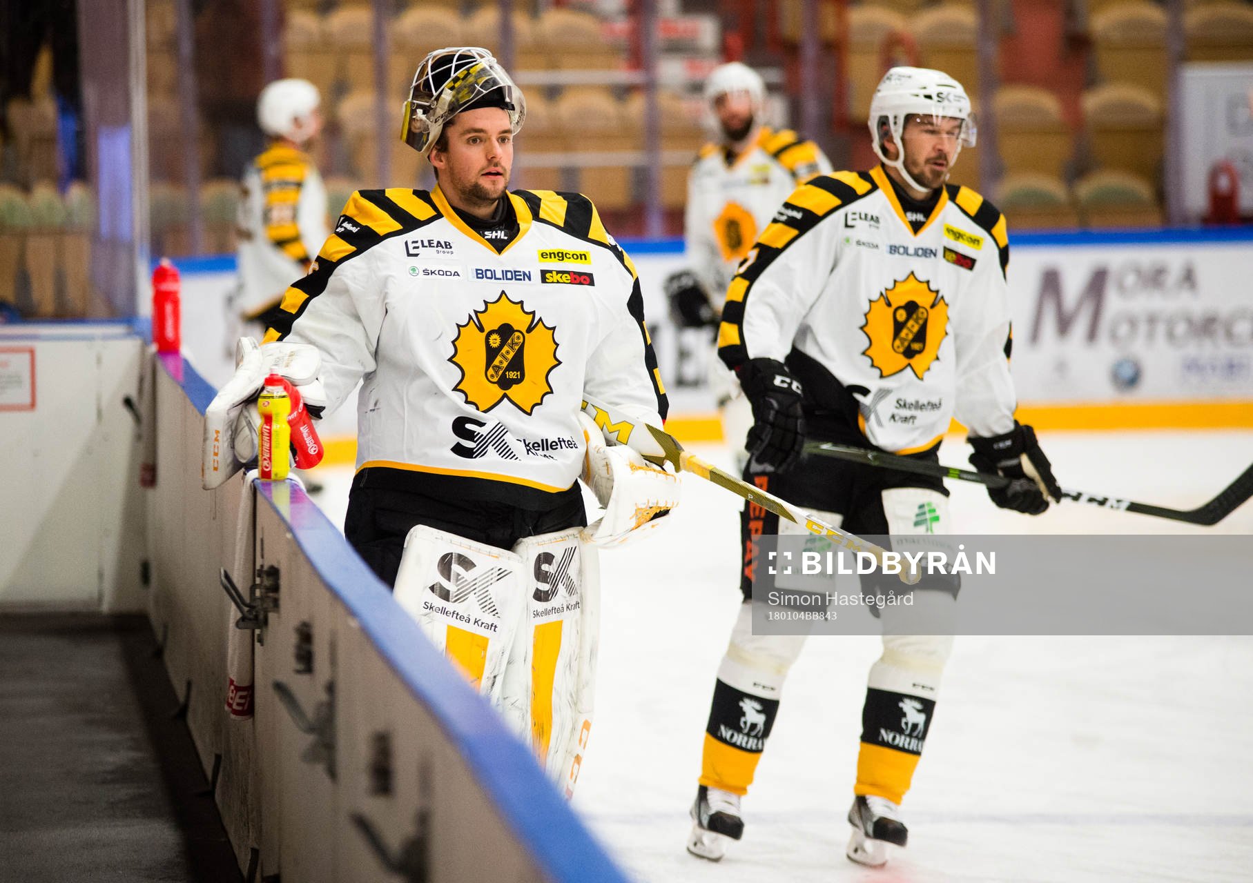 Skellefteås målvakt Gustaf Lindvall före ishockeymatchen