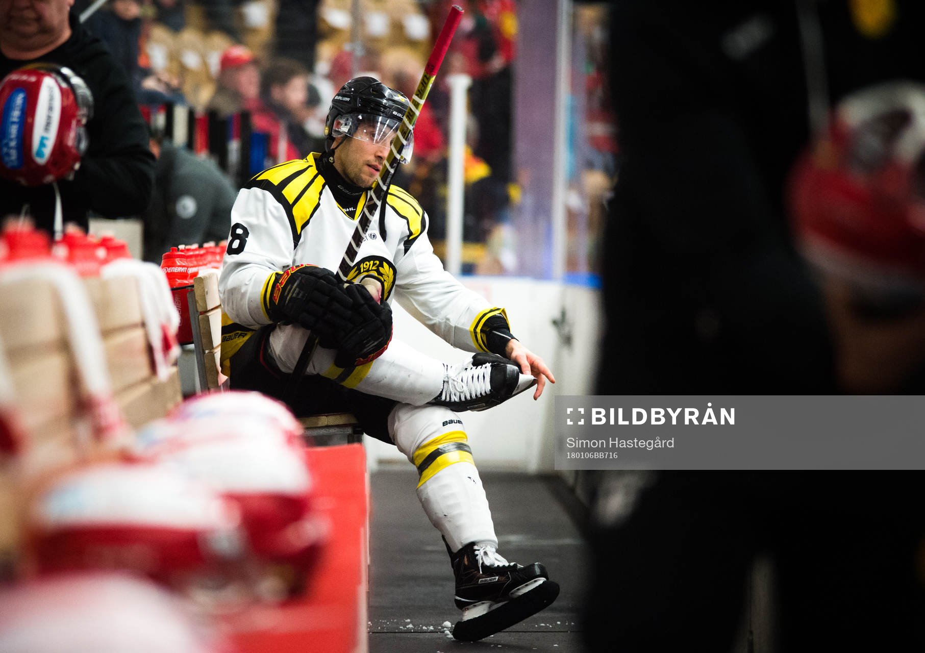 Brynäs Aaron Palushaj före ishockeymatchen i SHL mellan