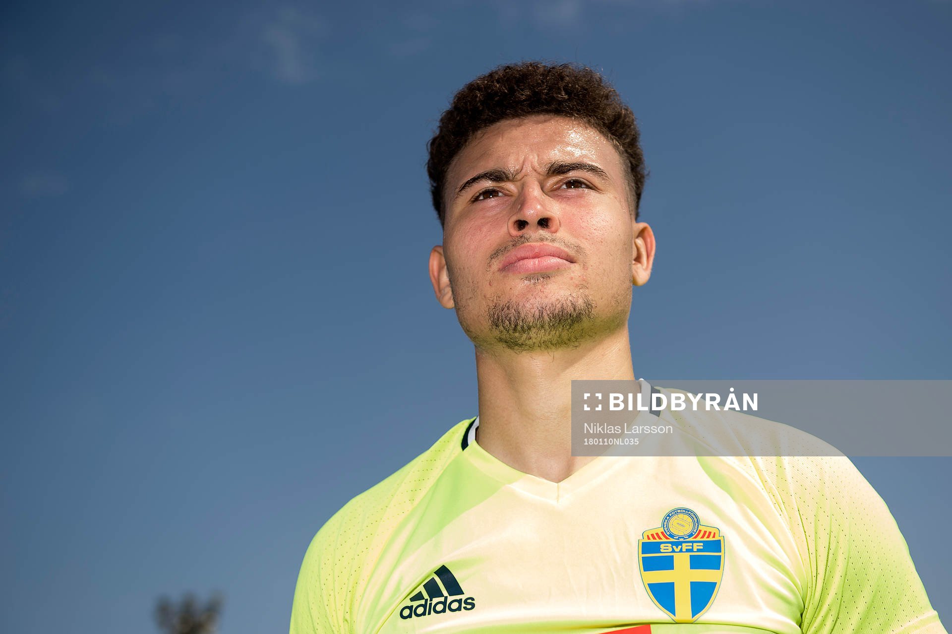 Sveriges Jordan Larsson under en träning på det svenska fotbollslandslagets januariturné den 10 januari 2018 i Abu Dhabi.