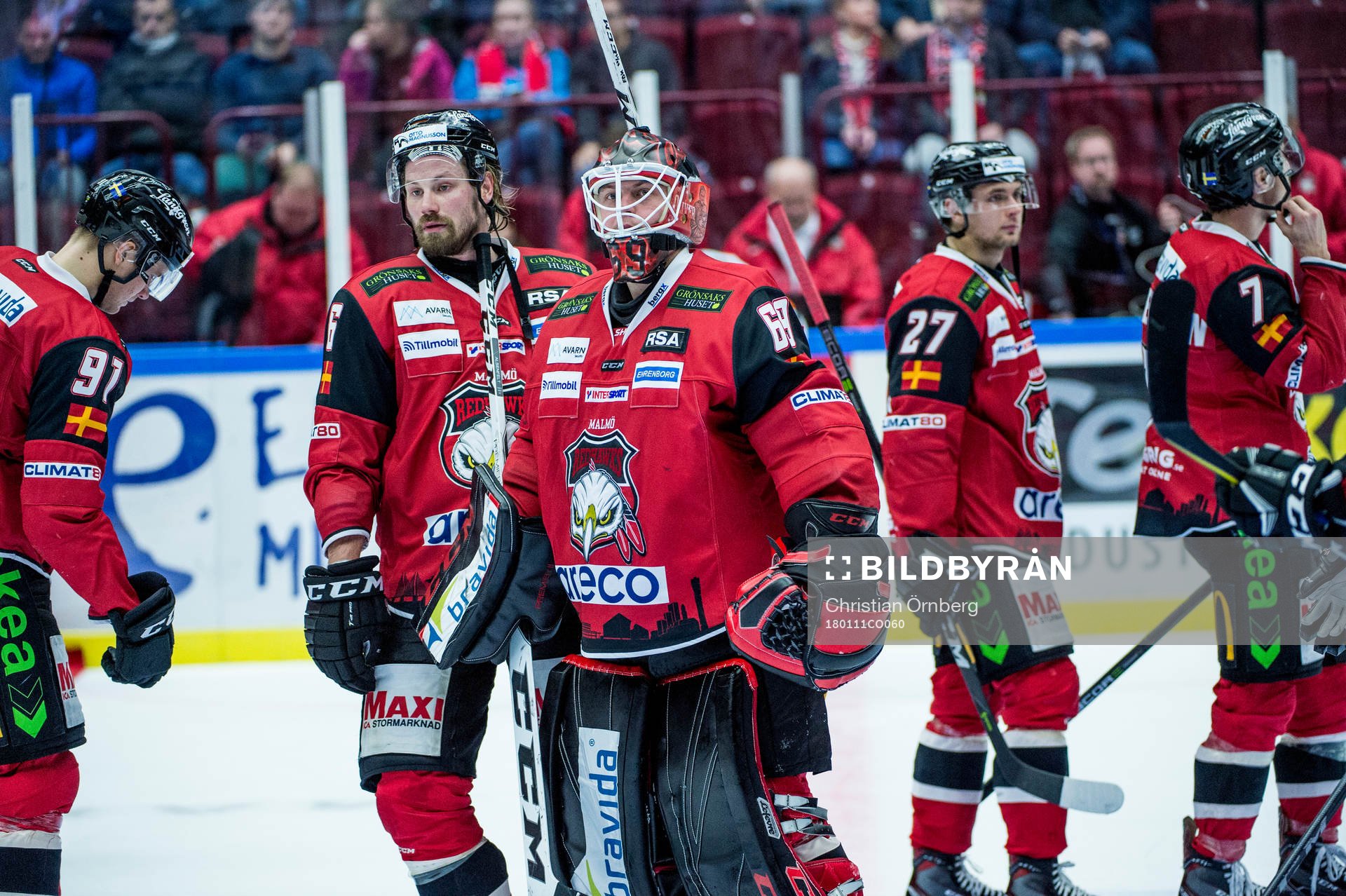 Malmö Redhawks målvakt Oscar Alsenfelt deppar med