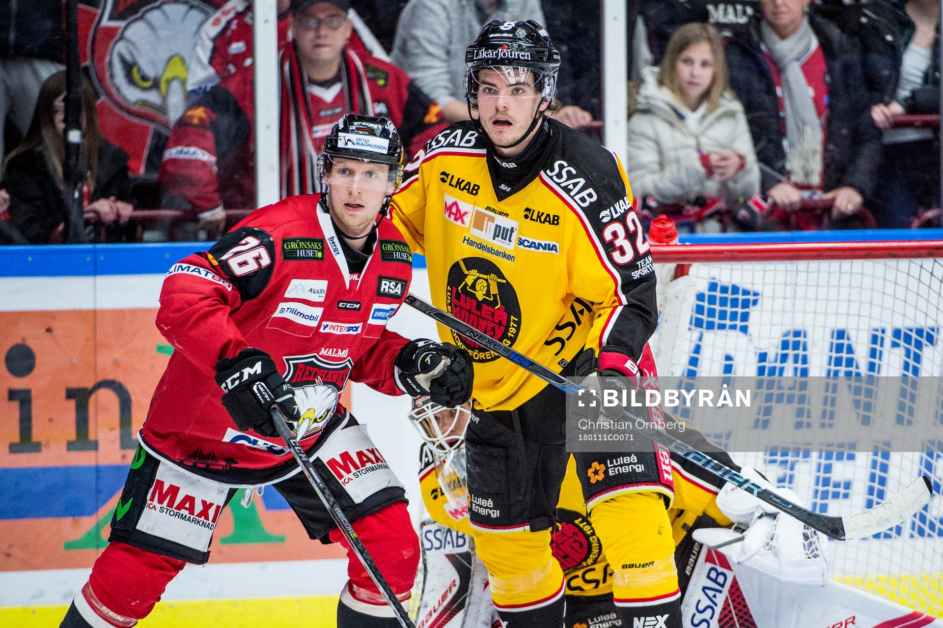 Malmö Redhawks Axel Wemmenborn mot Luleås Oscar Engsund