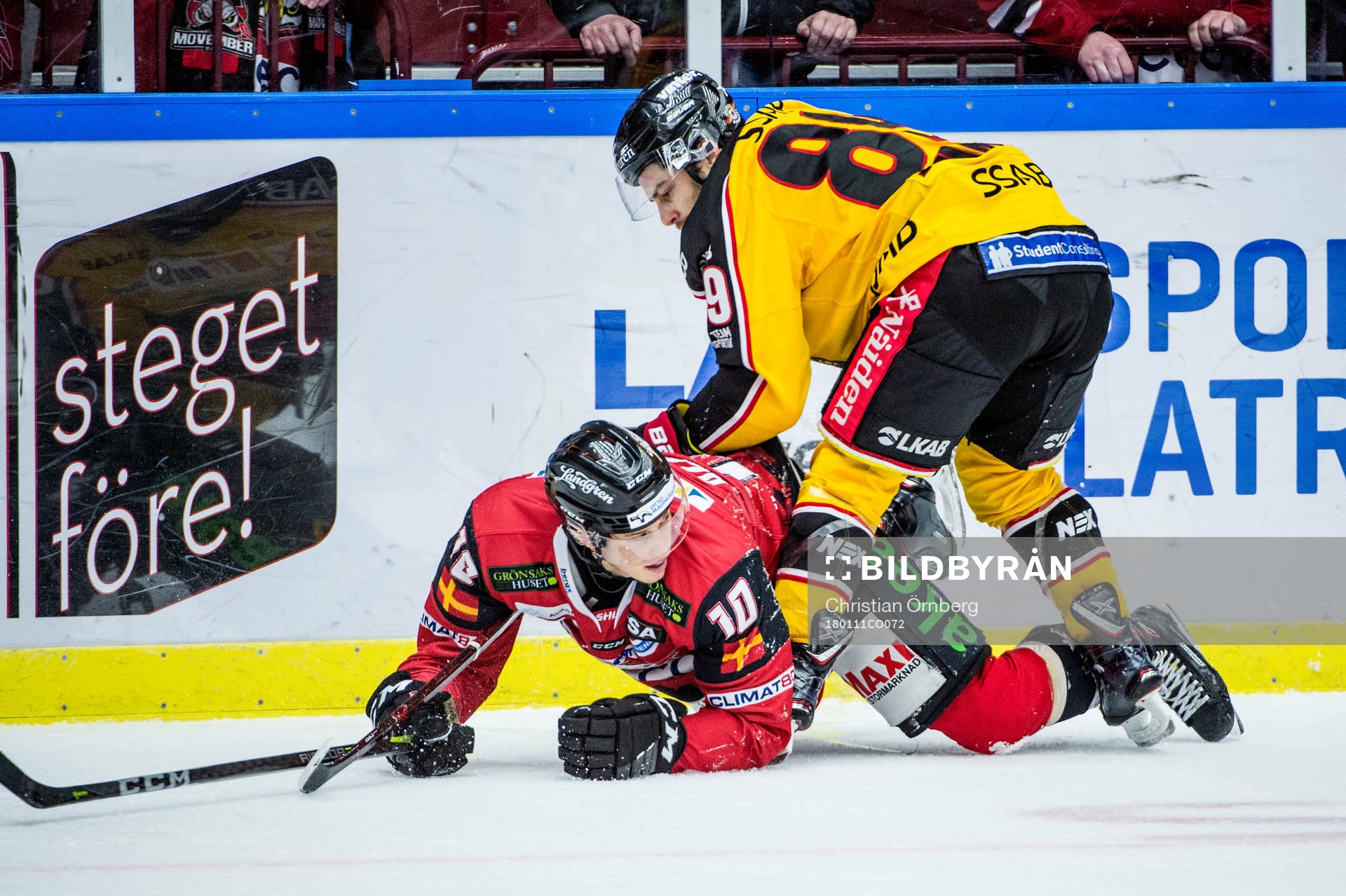 Luleås Ryan Johnston trycker till Malmö Redhawks Robin