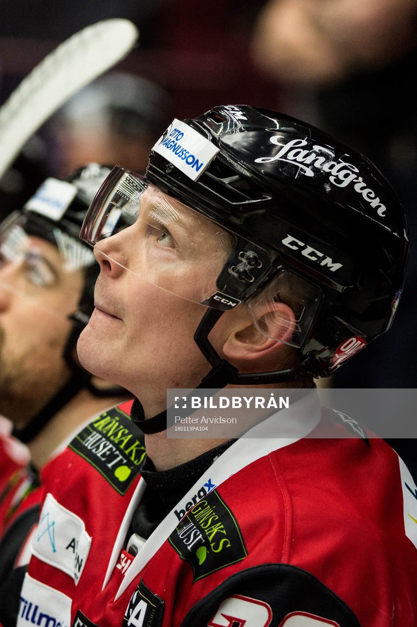 Malmö Redhawks Lars Bryggman deppar i båset