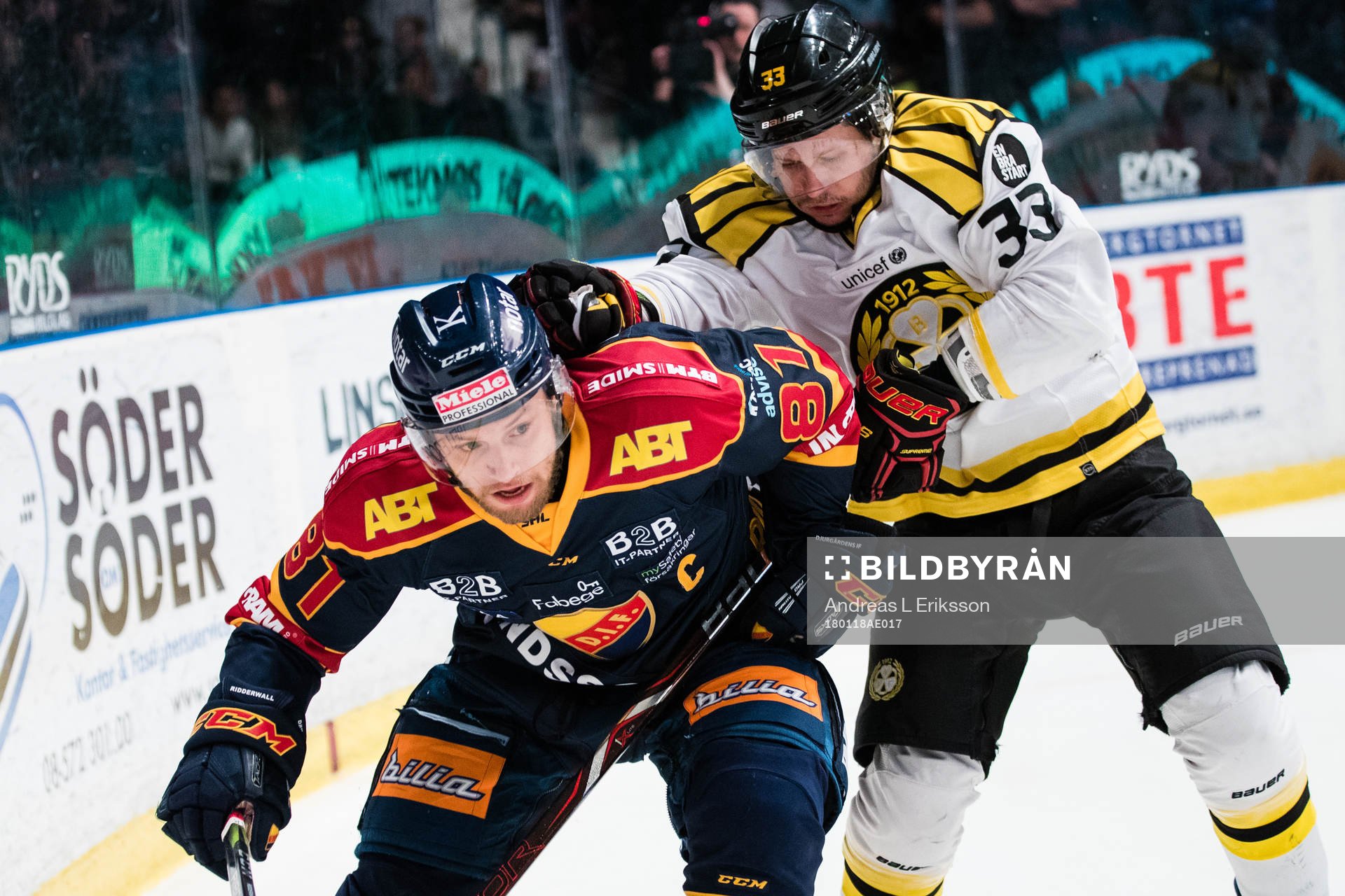Djurgårdens Calle Ridderwall och Brynäs Elias Fälth