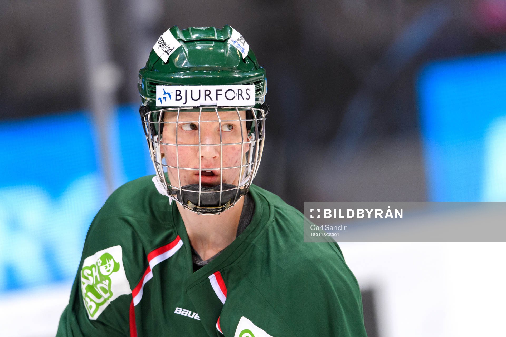 Frölundas Rasmus Dahlin innan ishockeymatchen i SHL mellan