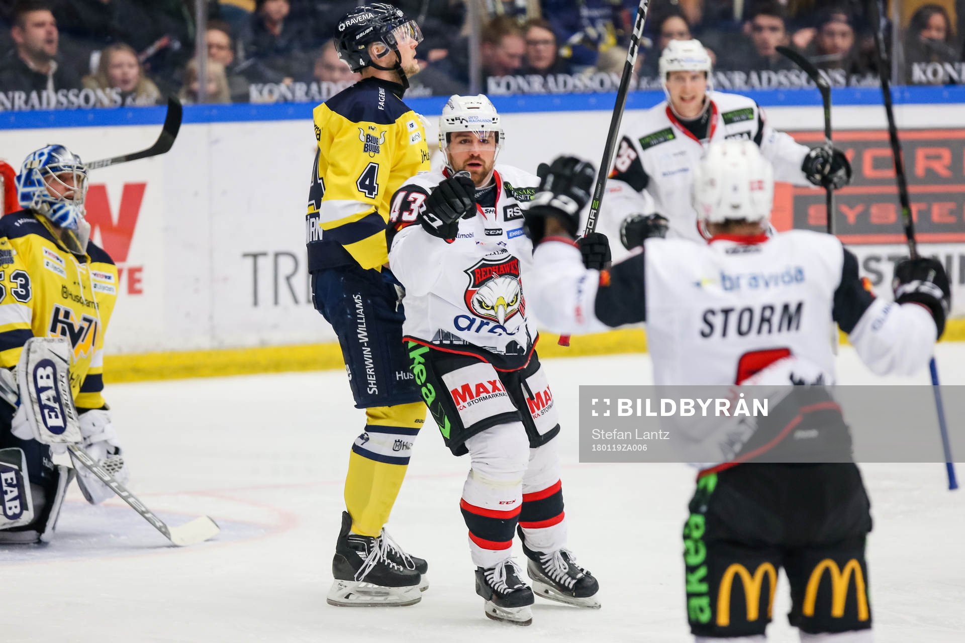 Malmö Redhawks Nichlas Hardt och Frederik Storm jublar