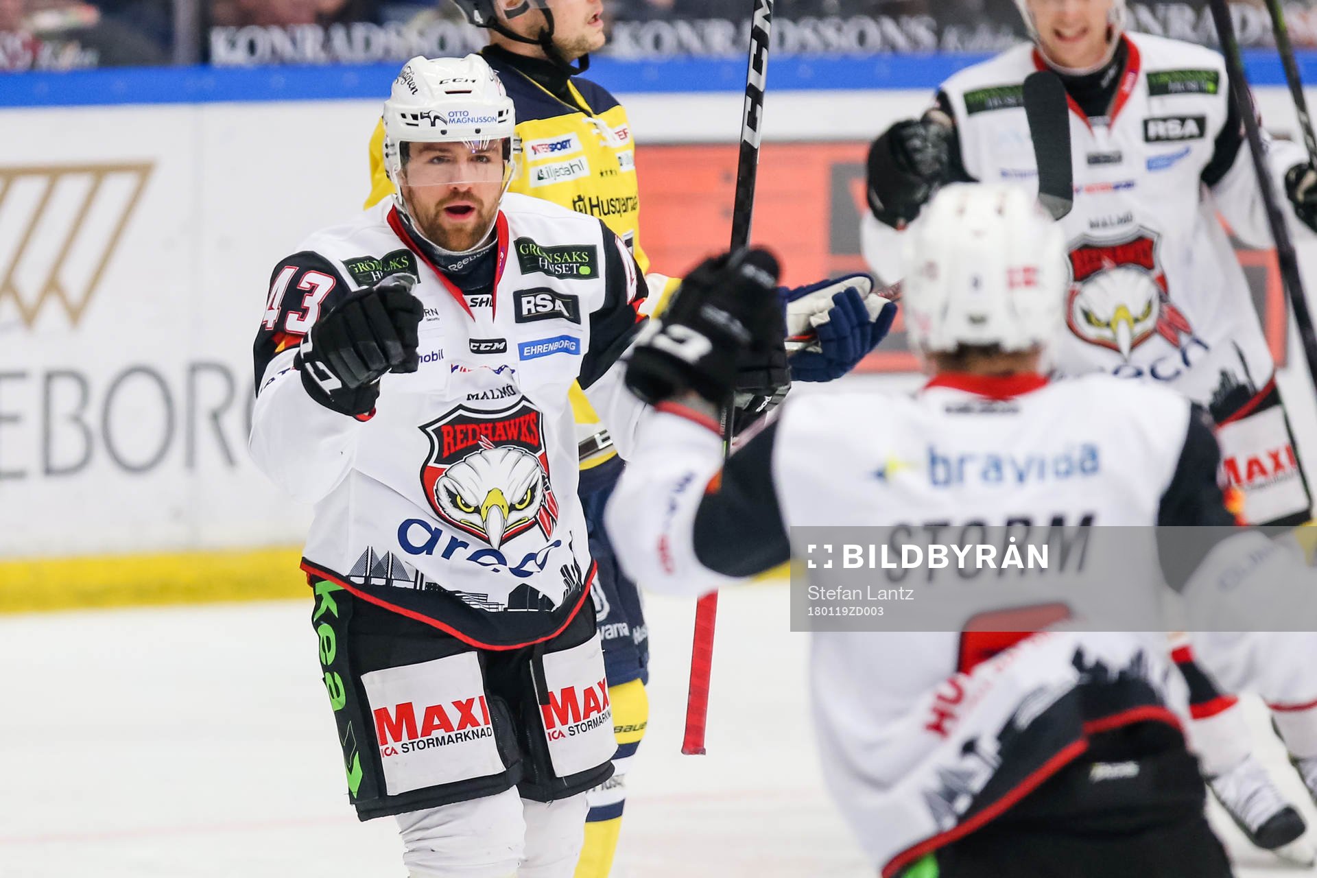 Malmö Redhawks Nichlas Hardt och Frederik Storm jublar