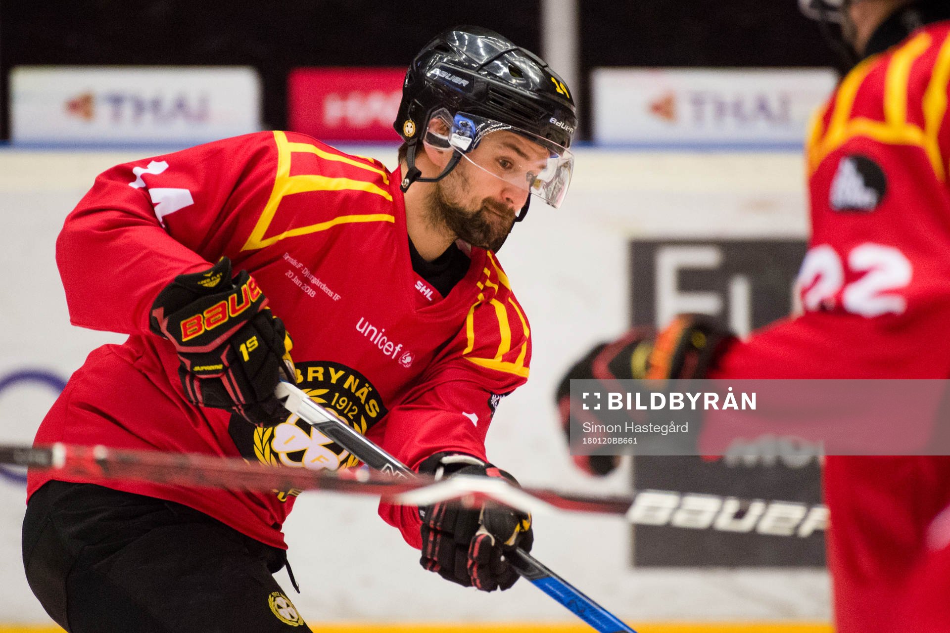 Brynäs Johan Alcén före ishockeymatchen i SHL mellan