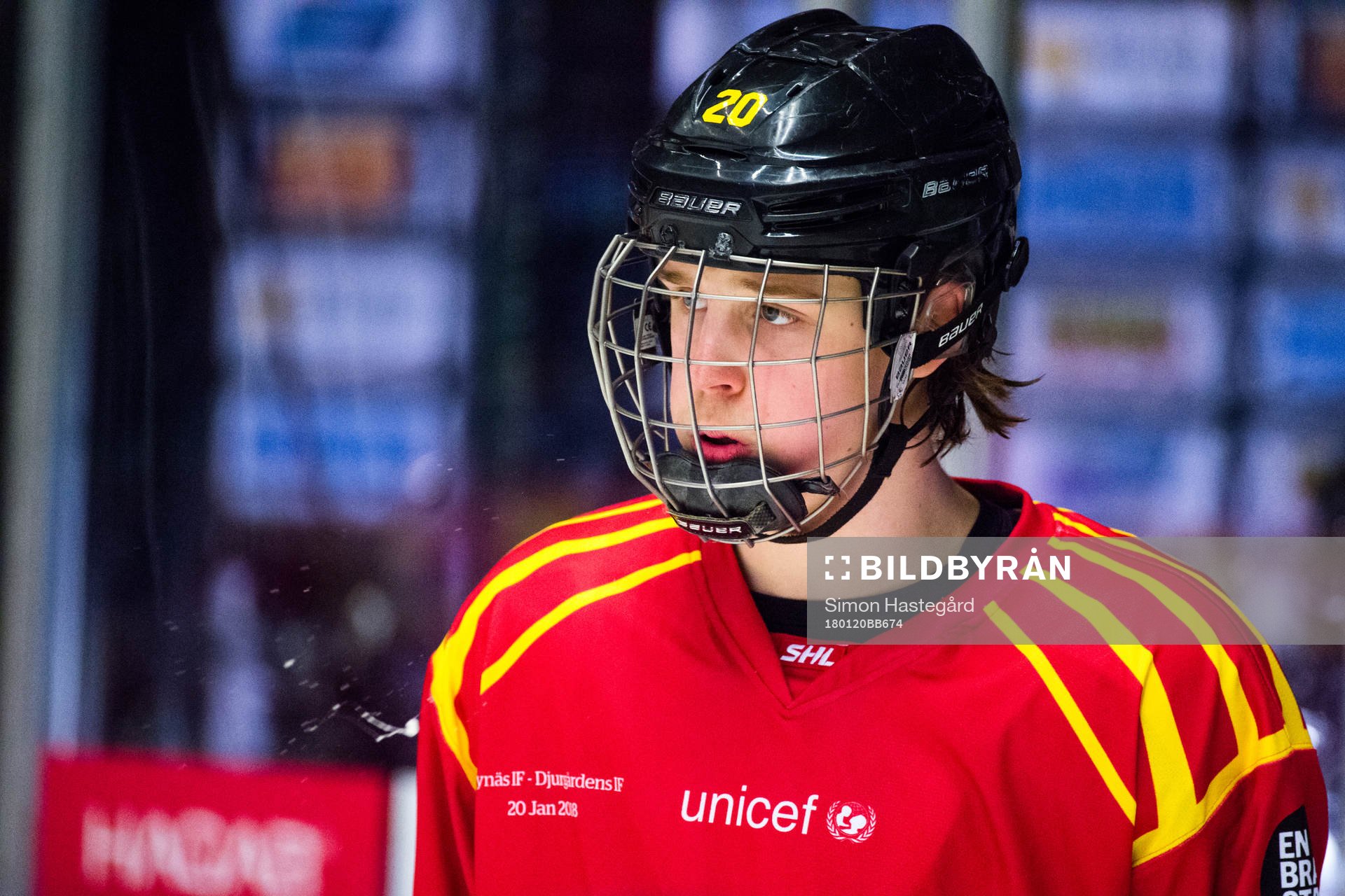 Brynäs Marcus Westfält före ishockeymatchen i SHL mellan