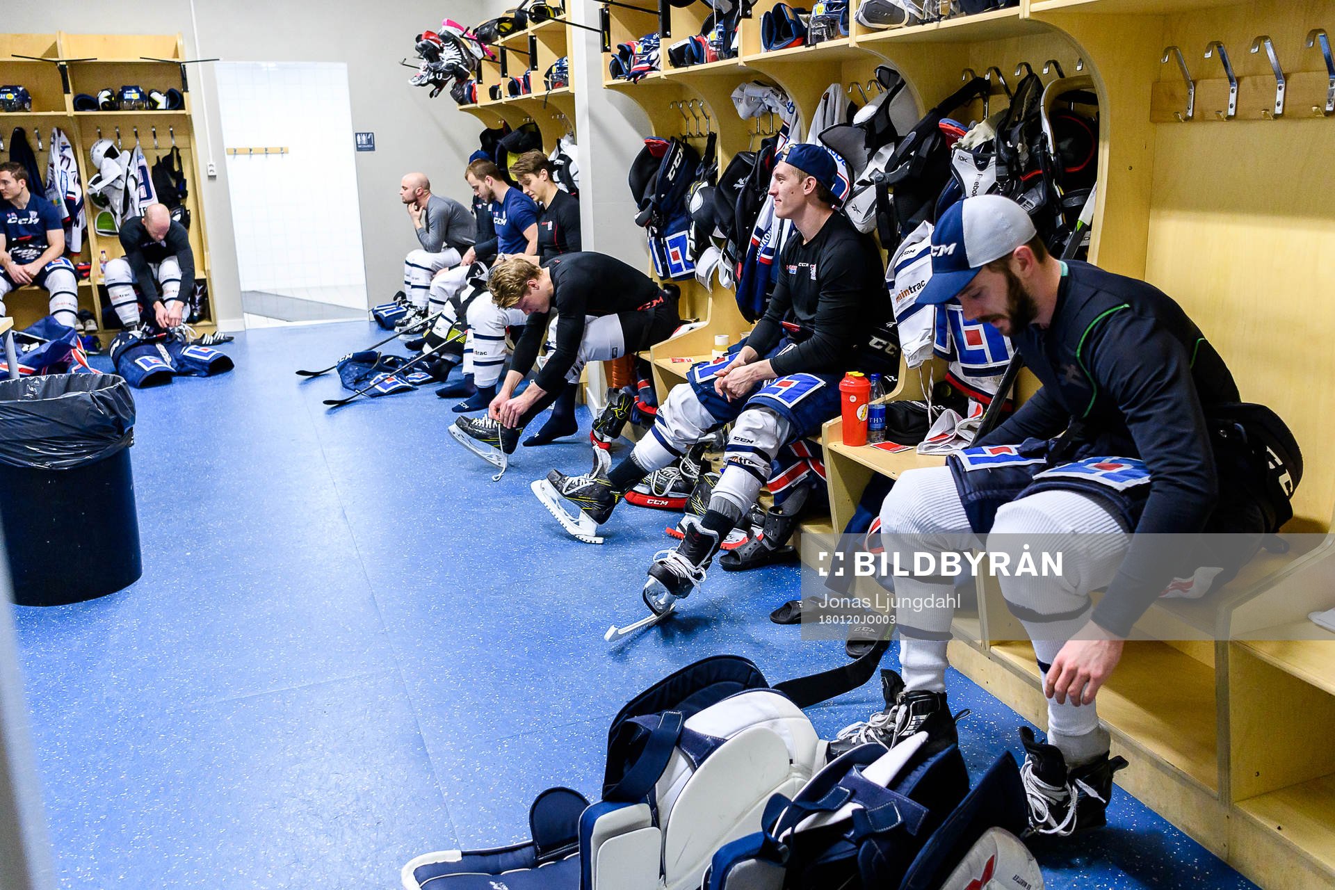 Linköpings omklädningsrum före ishockeymatchen i SHL