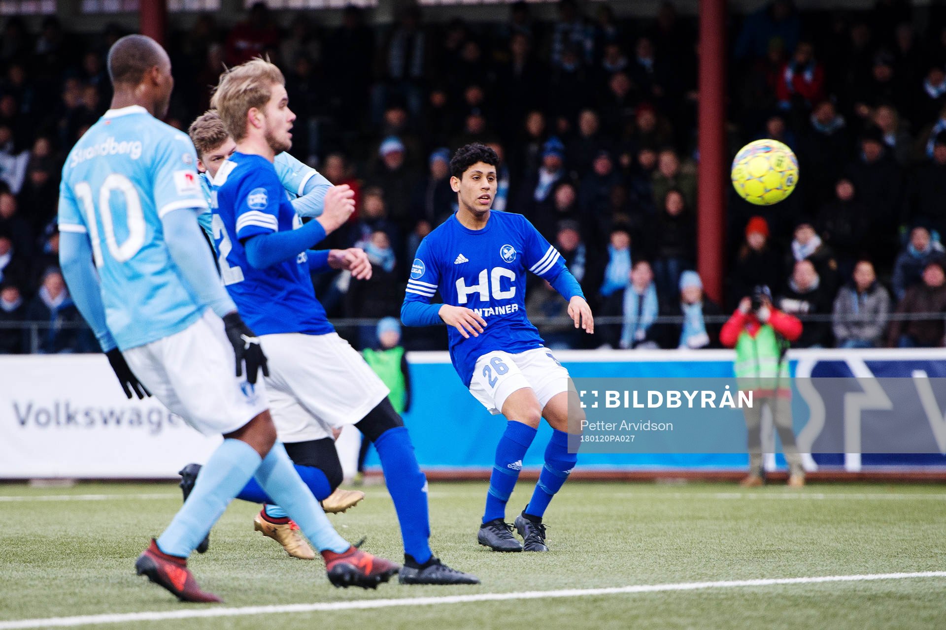 Malmö FFs Teddy Bergqvist gör 1-0-målet under en träningsmatch i fotboll mellan Malmö FF och Fremad Amager den 20 januari 2018 i Malmö.