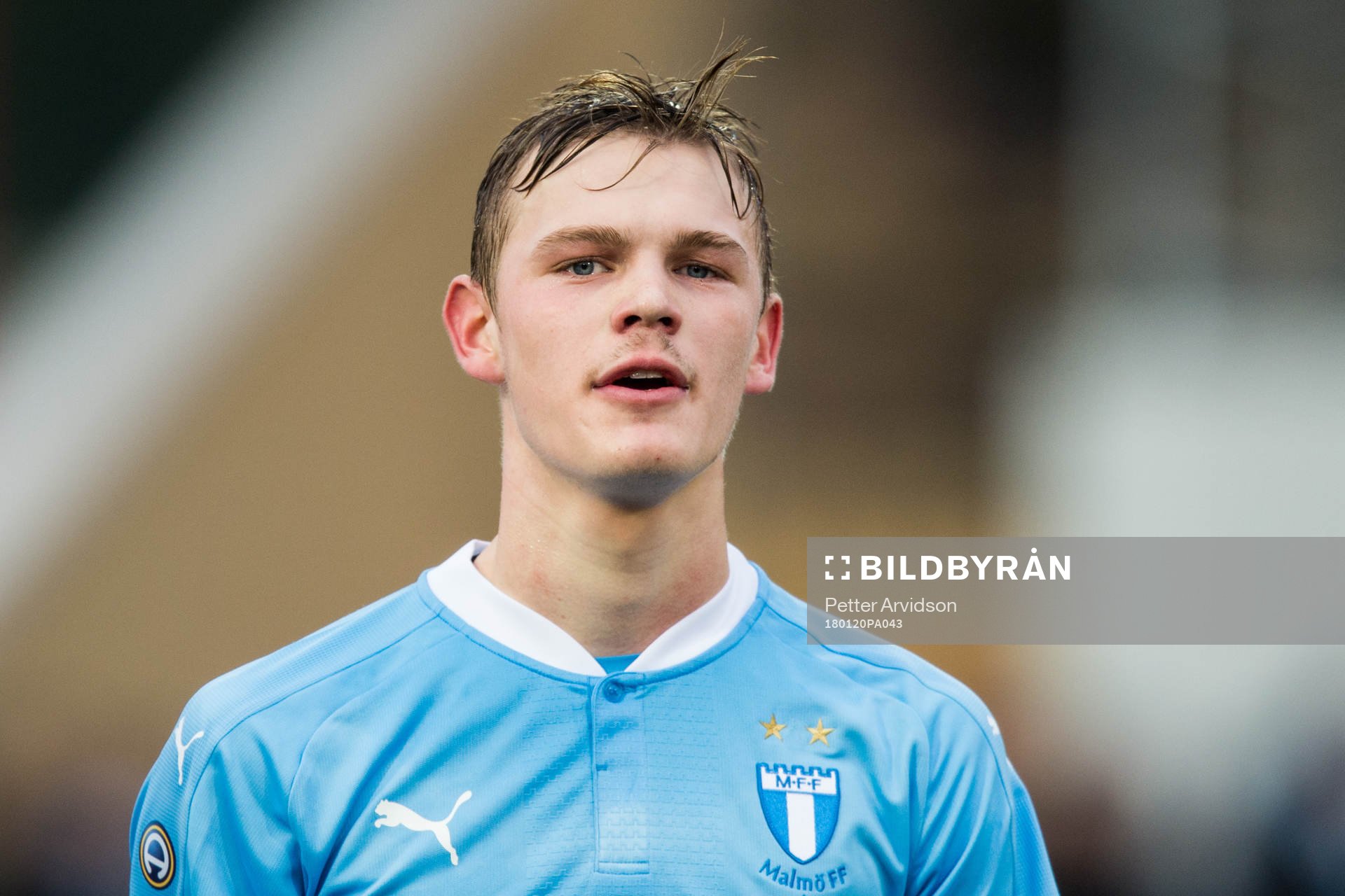 Malmö FFs Hugo Andersson efter en träningsmatch i fotboll mellan Malmö FF och Fremad Amager den 20 januari 2018 i Malmö.