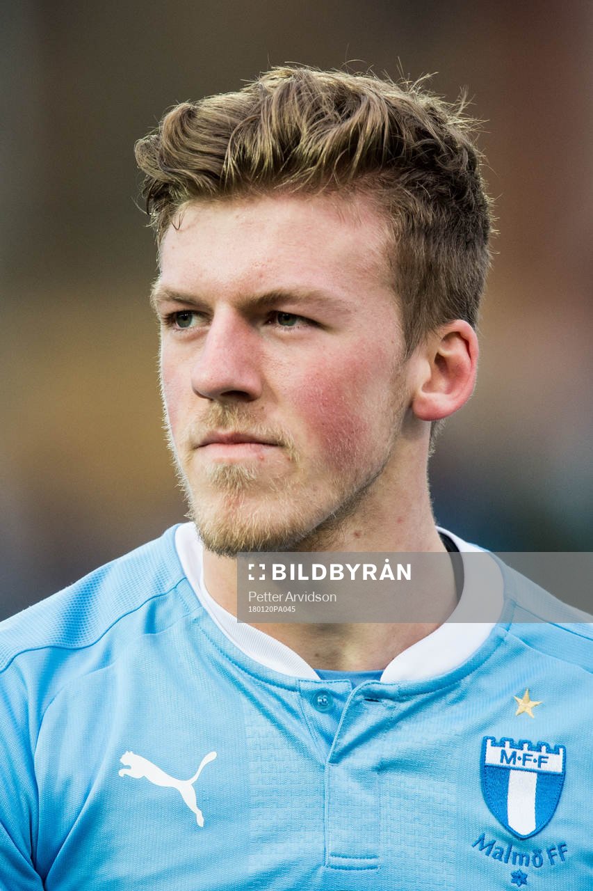 Malmö FFs Teddy Bergqvist efter en träningsmatch i fotboll mellan Malmö FF och Fremad Amager den 20 januari 2018 i Malmö.