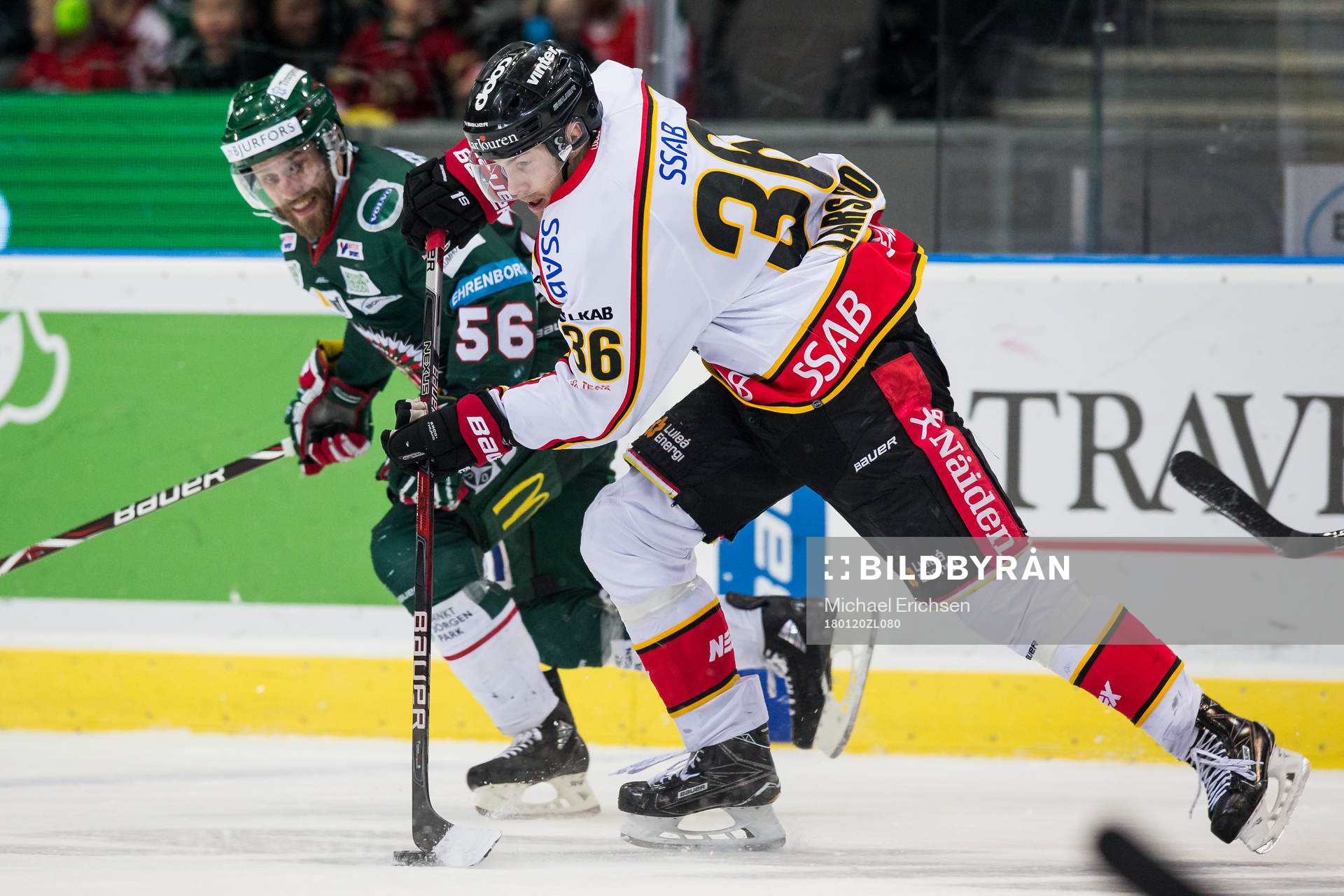 Luleås Emil Larsson mot Frölundas Jonathan Sigalet