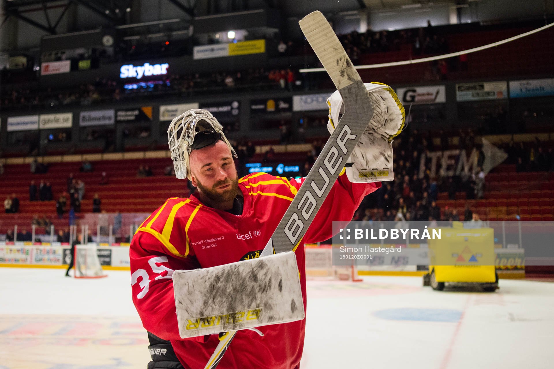 Brynäs målvakt David Rautio jublar