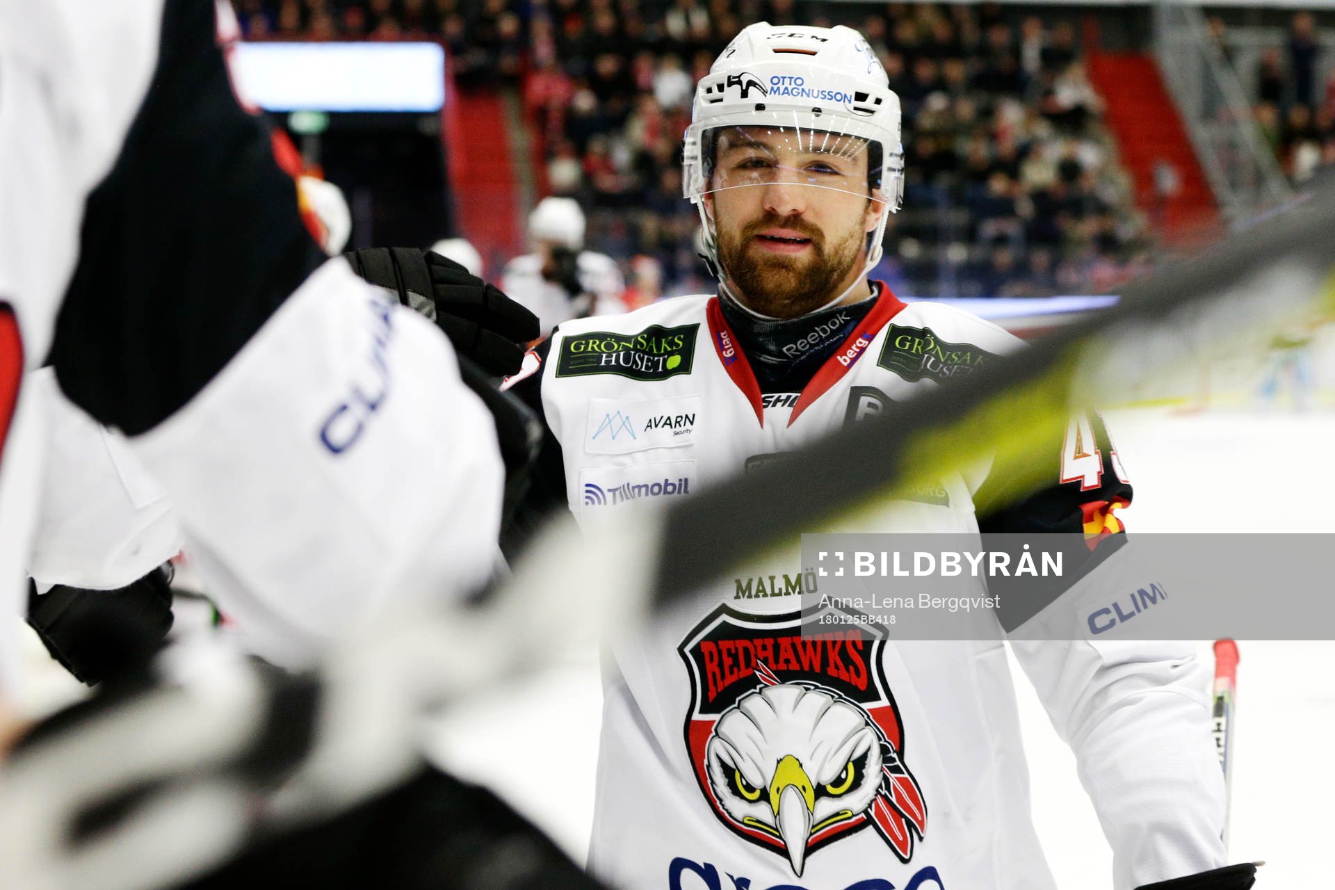 Malmö Redhawks Nichlas Hardt jublar med lagkamrater