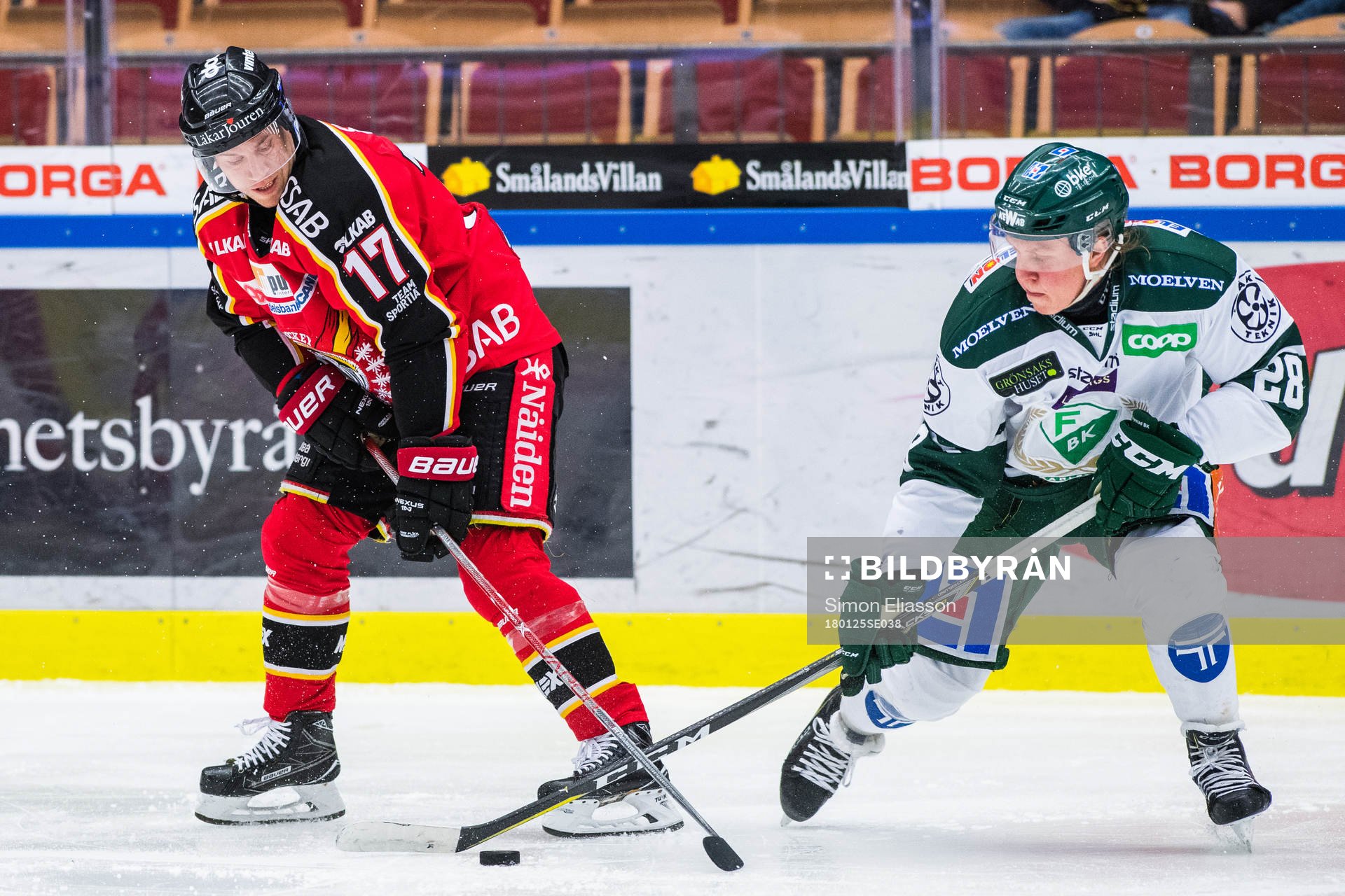Luleås Andreas Falk och Färjestads Fabian Zetterlund