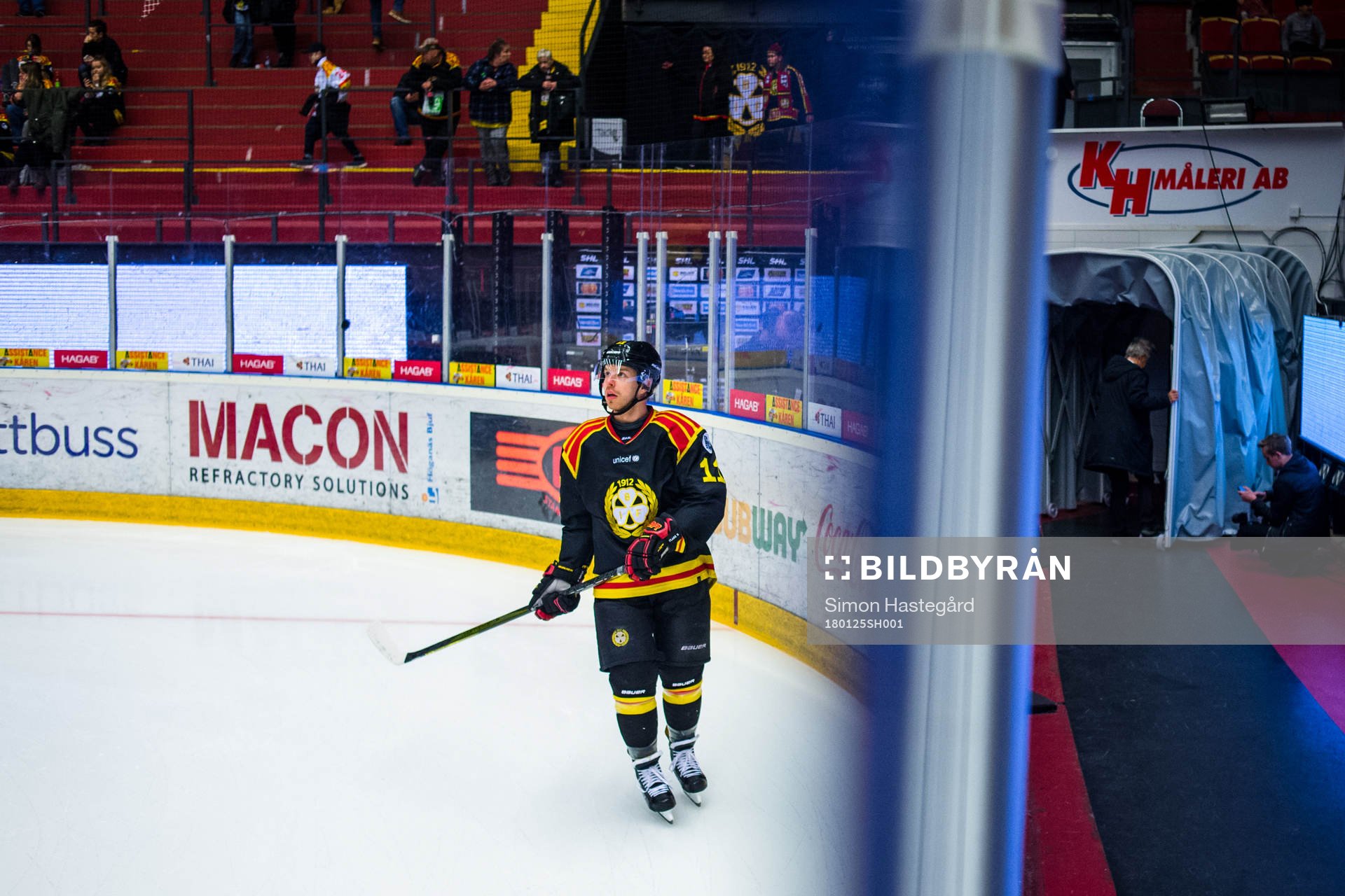 Brynäs Kevin Clark före ishockeymatchen i SHL mellan