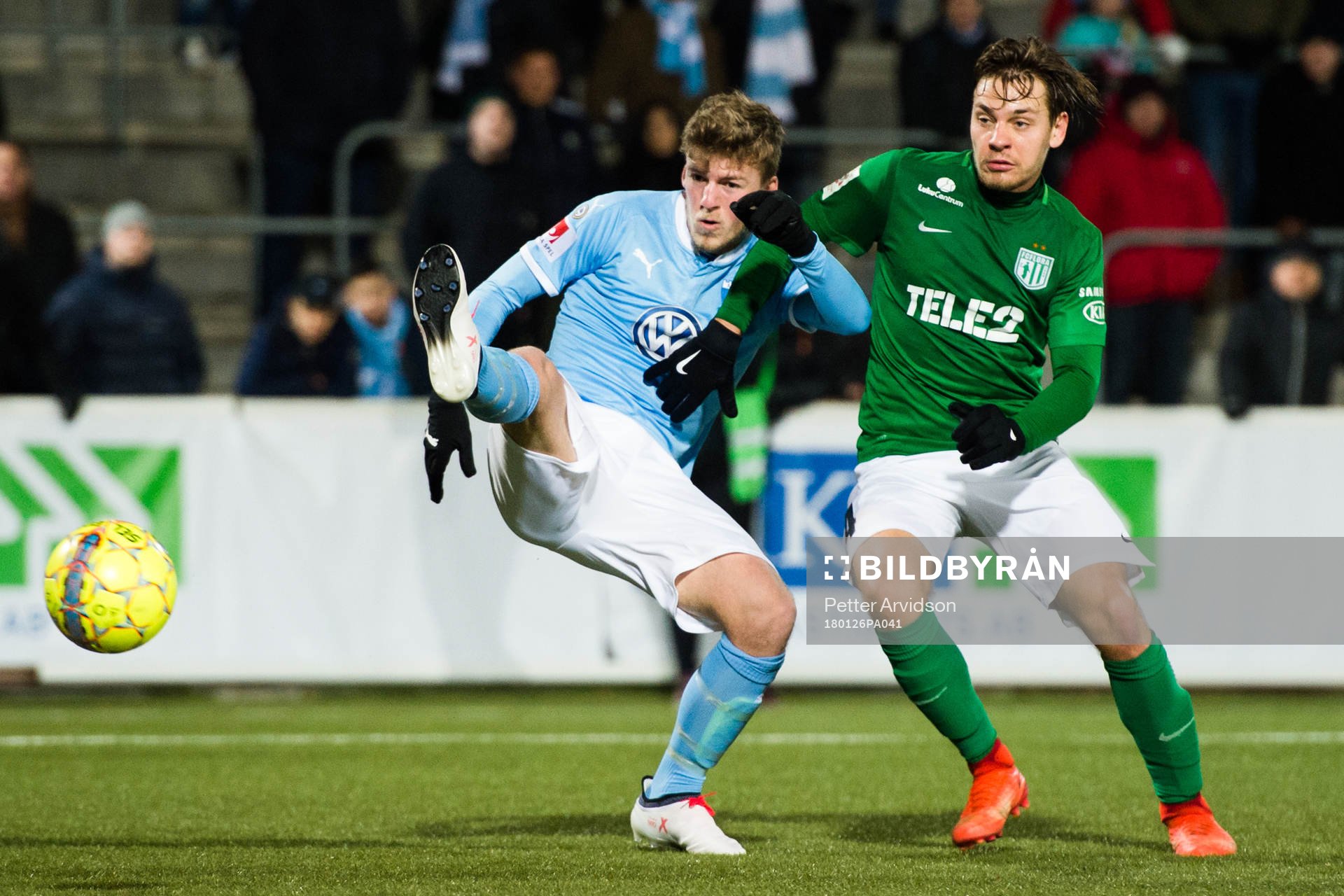 Malmö FFs Teddy Bergqvist gör 4-0 under en träningsmatch i fotboll mellan Malmö FF och Flora den 26 januari 2018 i Malmö.
