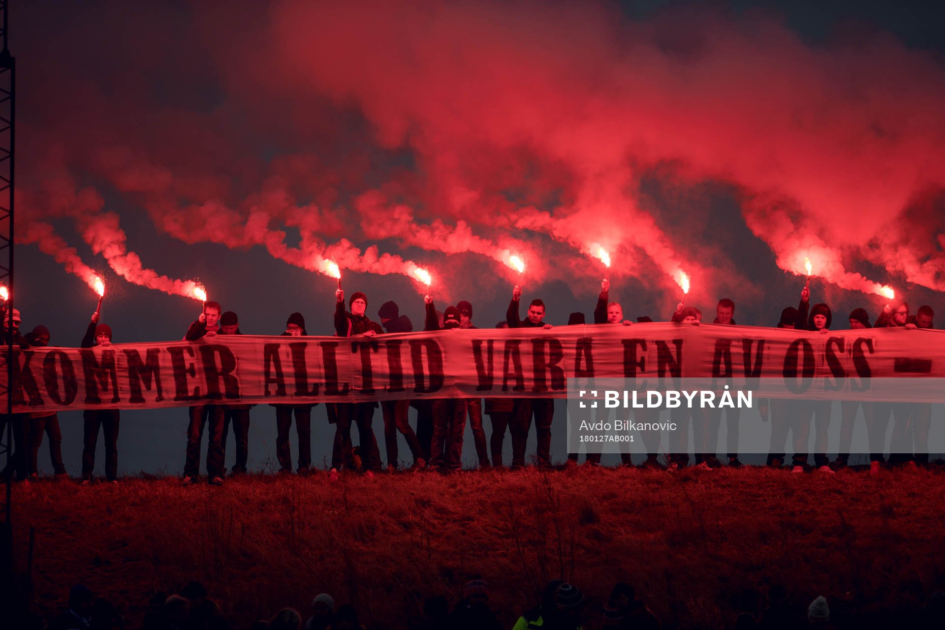 Helsingborgs supportrar i en manifestation