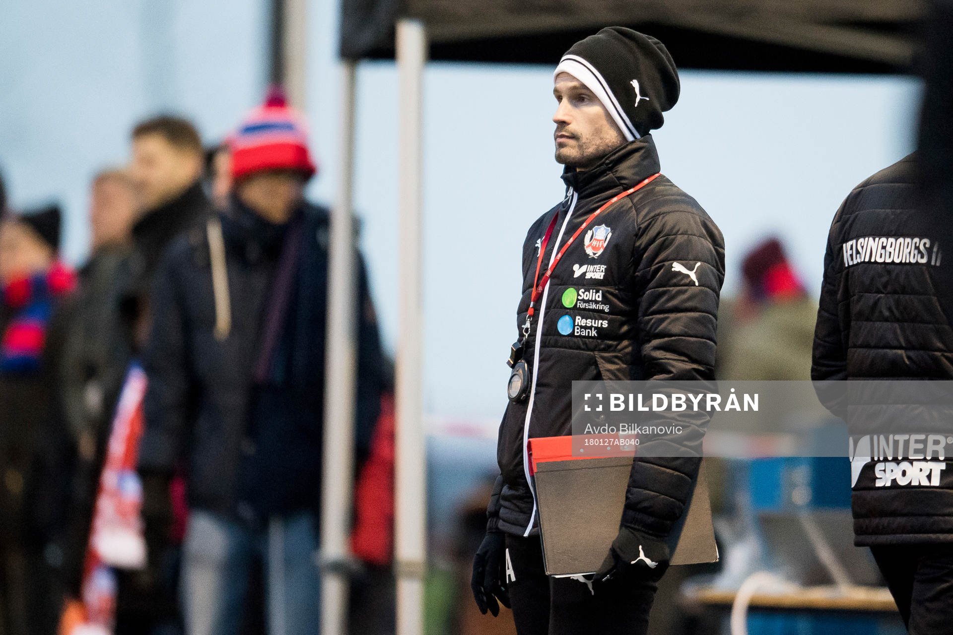 Helsingborgs assisterande tränare Christoffer Andersson under en träningsmatch i fotboll mellan Helsingborg och Mjällby den 27 januari 2018 i Helsingborg.
