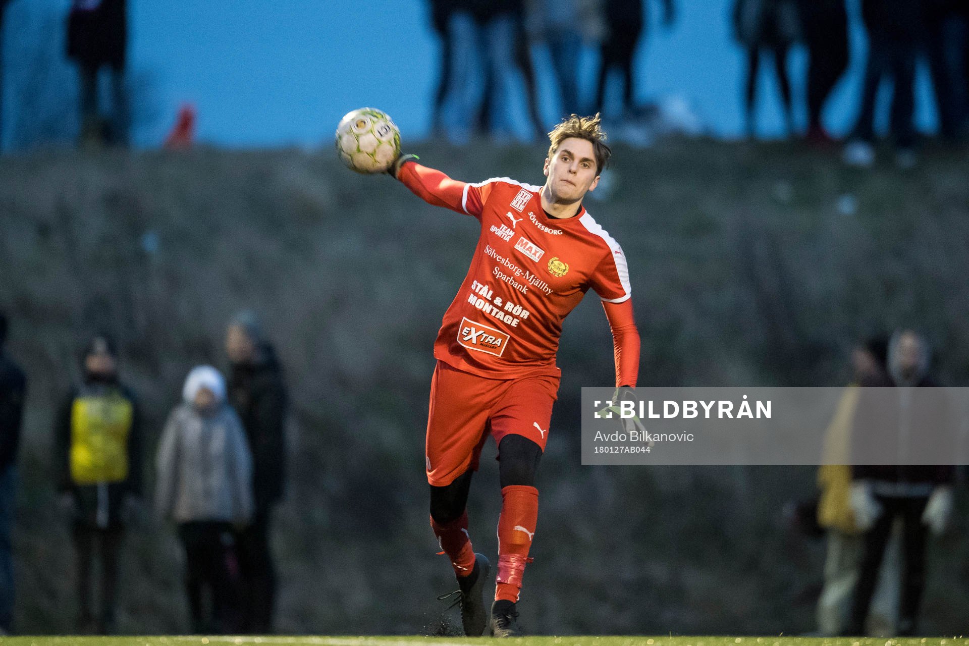 Mjällby målvakt Jesper Johansson under en träningsmatch i fotboll mellan Helsingborg och Mjällby den 27 januari 2018 i Helsingborg.
