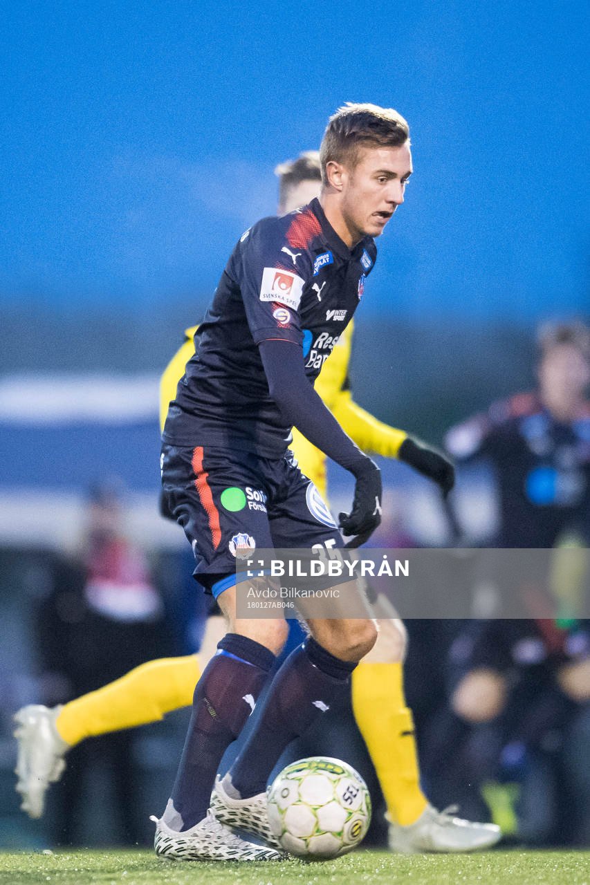 Helsingborgs Casper Seger under en träningsmatch i fotboll mellan Helsingborg och Mjällby den 27 januari 2018 i Helsingborg.