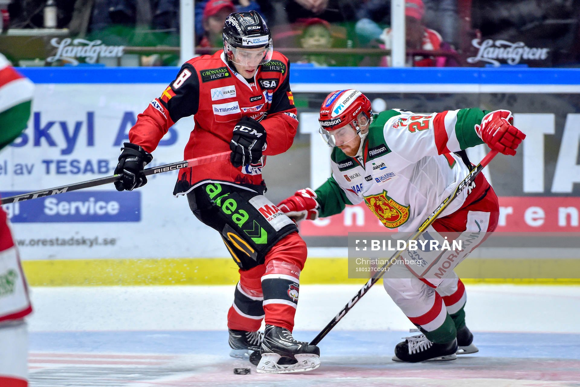 Malmö Redhawks Johan Olofsson och Moras Marcus Fagerudd
