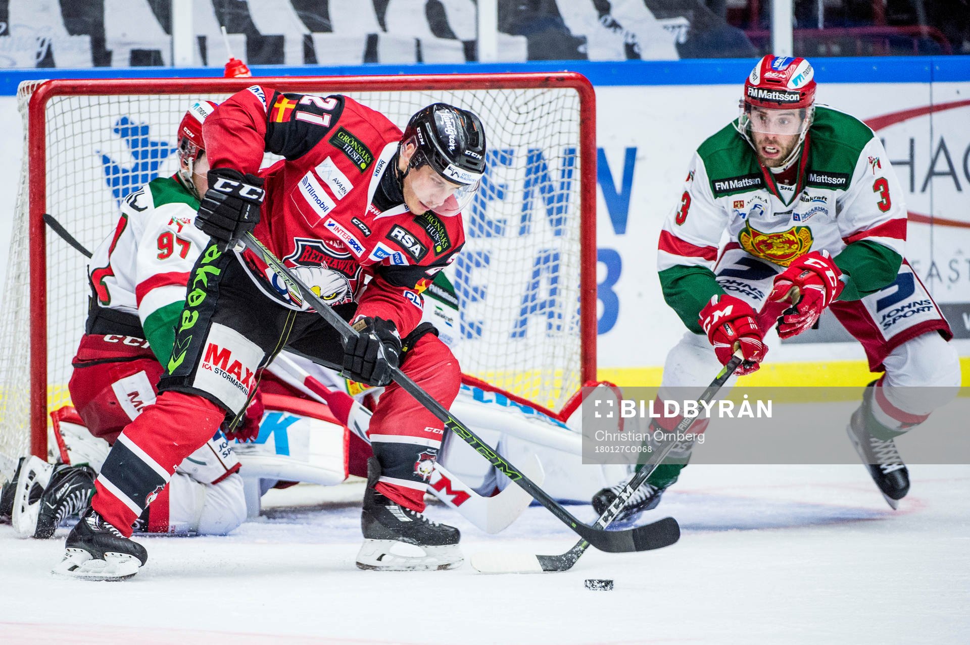 Malmö Redhawks Andy Miele mot Moras Brandon Gormley, David