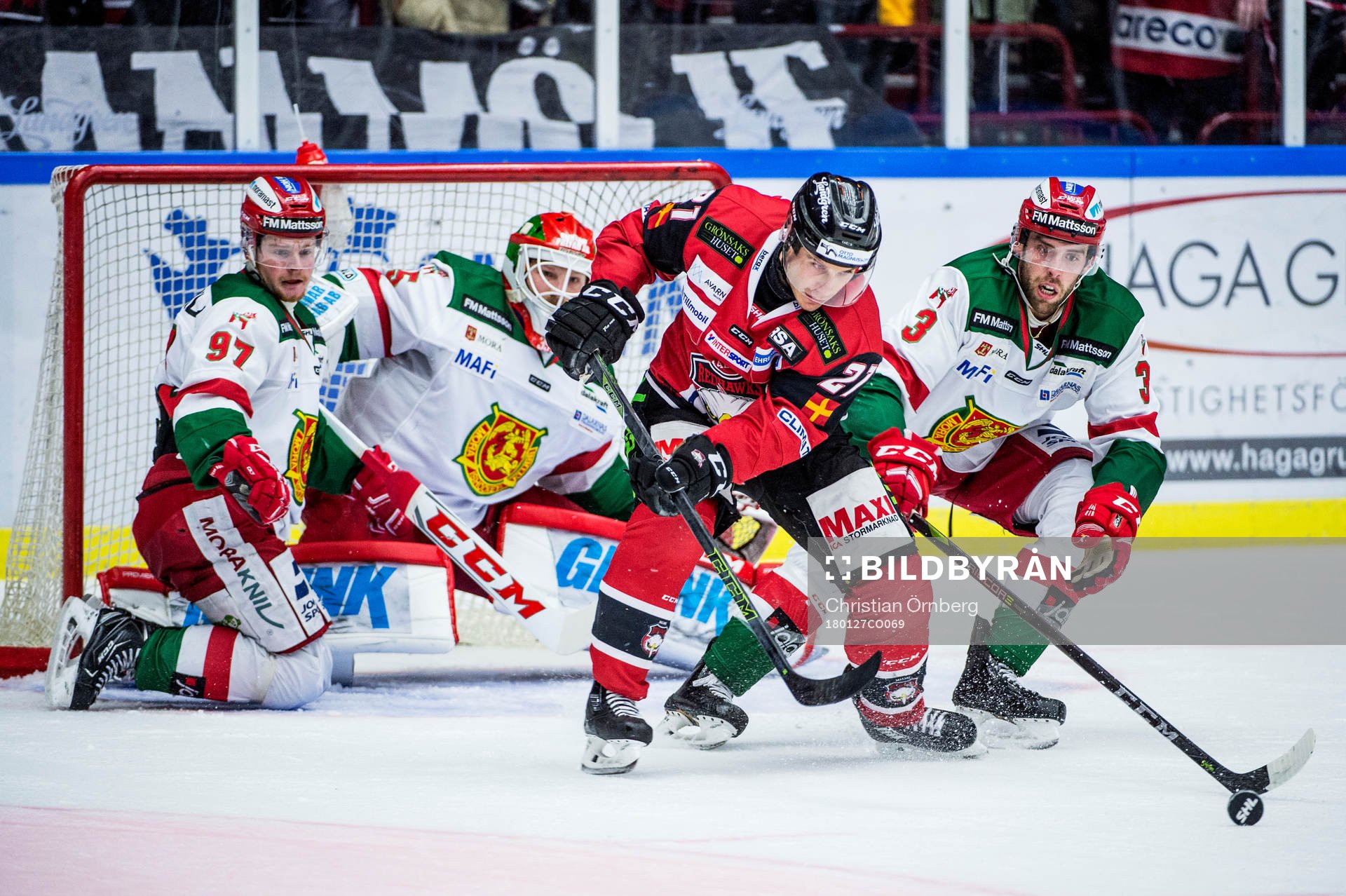 Malmö Redhawks Andy Miele mot Moras Brandon Gormley, David
