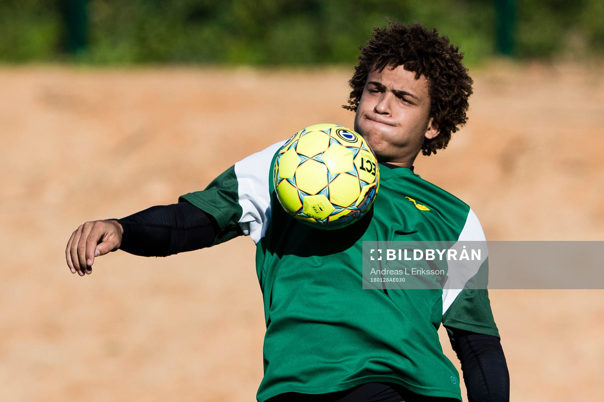 Hammarbys Neto Borges under en träning den 28 januari 2018 i Loule. 