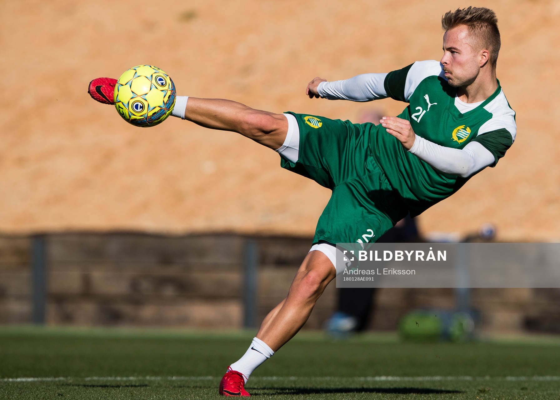 Hammarbys Sander Svendsen under en träning den 28 januari 2018 i Loule. 
