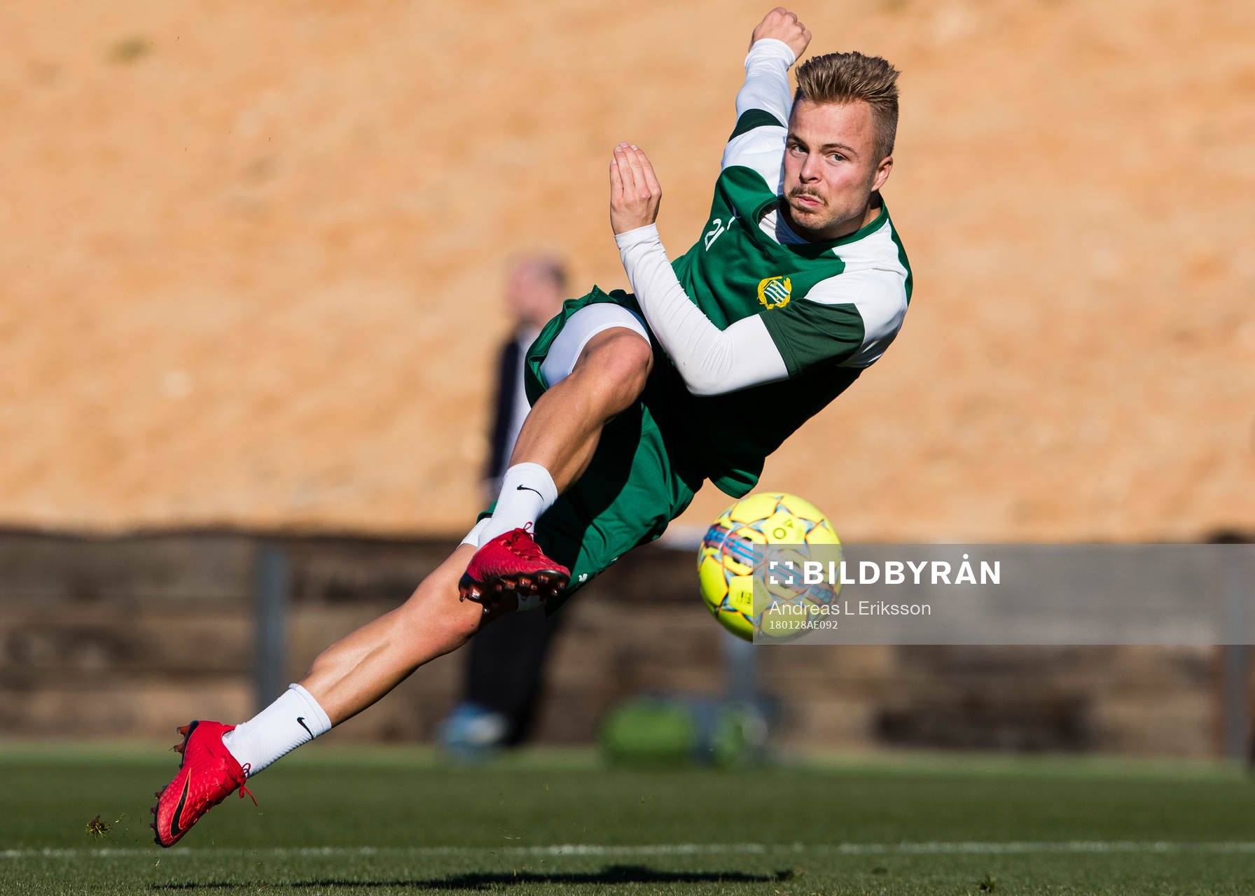 Hammarbys Sander Svendsen under en träning den 28 januari 2018 i Loule. 