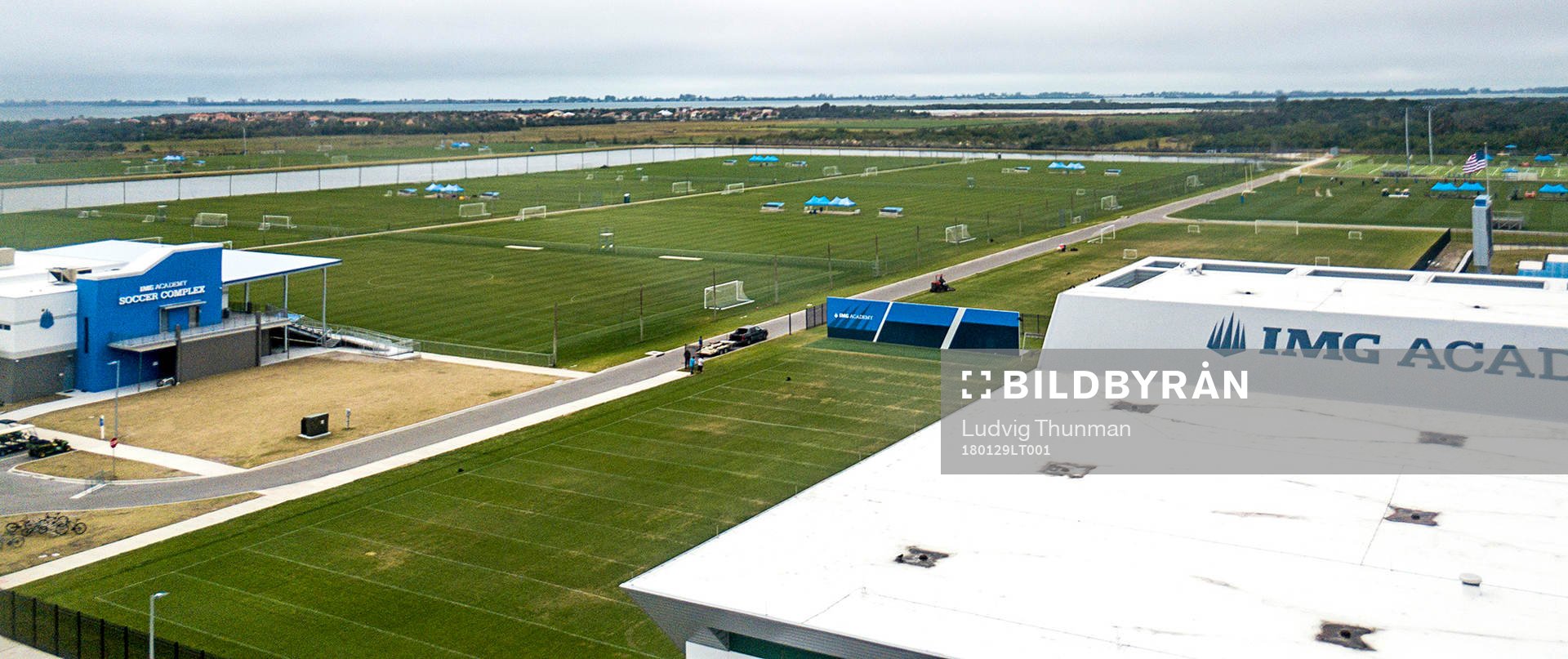 Drönarbild över IMG Academys Soccer Complex