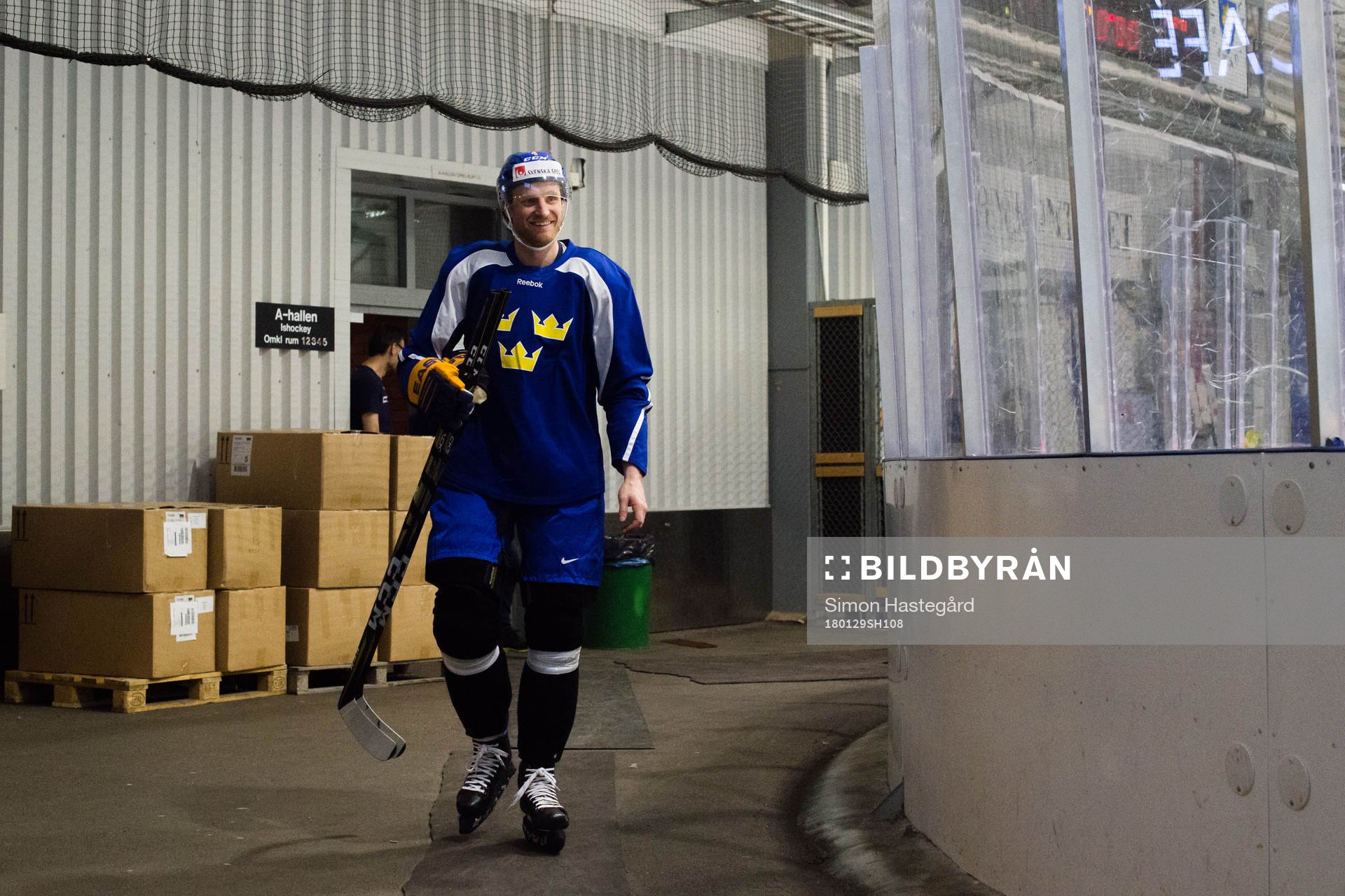 Staffan Kronwall före  Sveriges ishockeylandslags träning