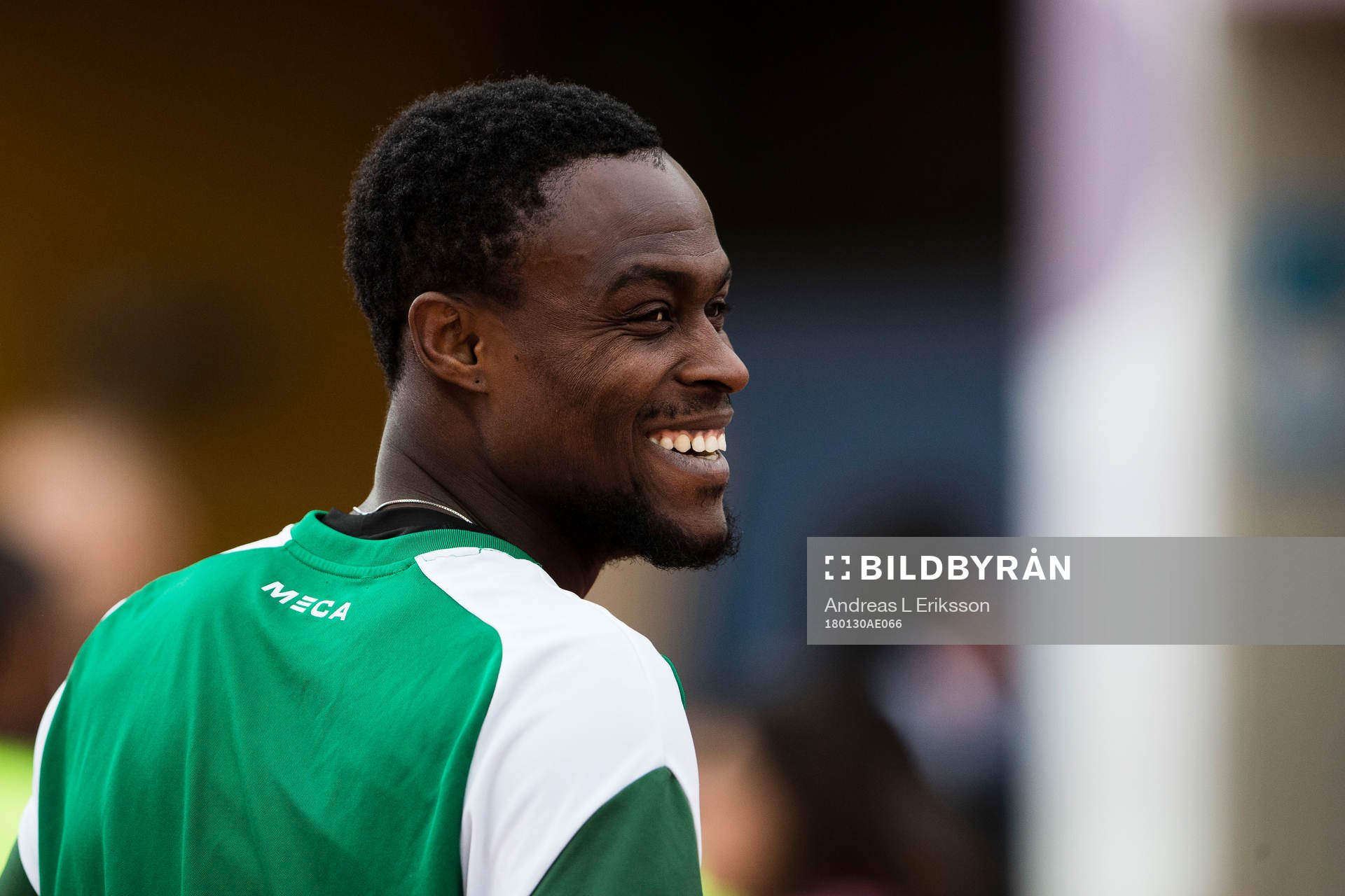 Hammarbys Gershon Koffie innan en träningsmatch i fotboll