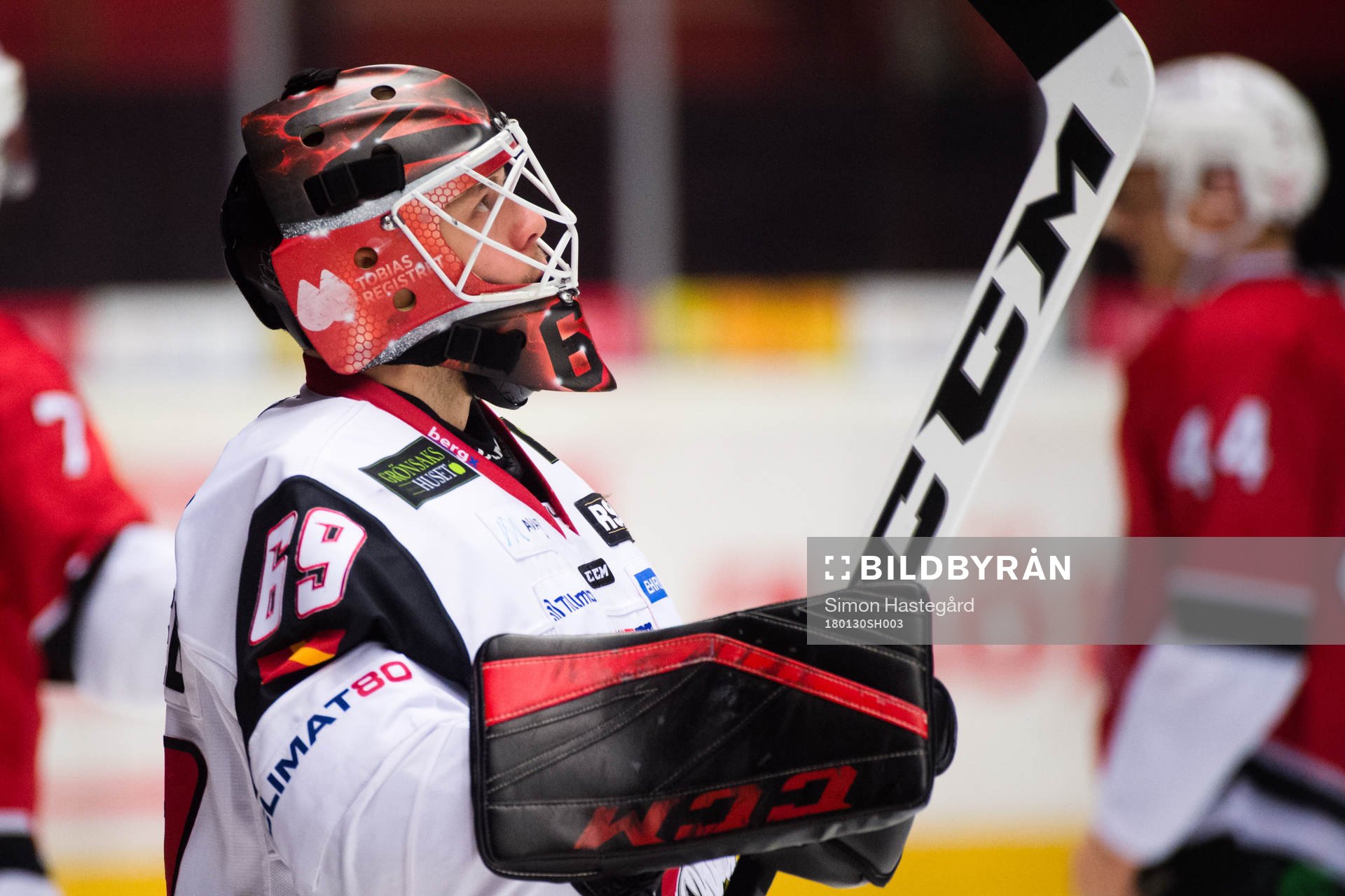 Malmö Redhawks målvakt Oscar Alsenfelt före