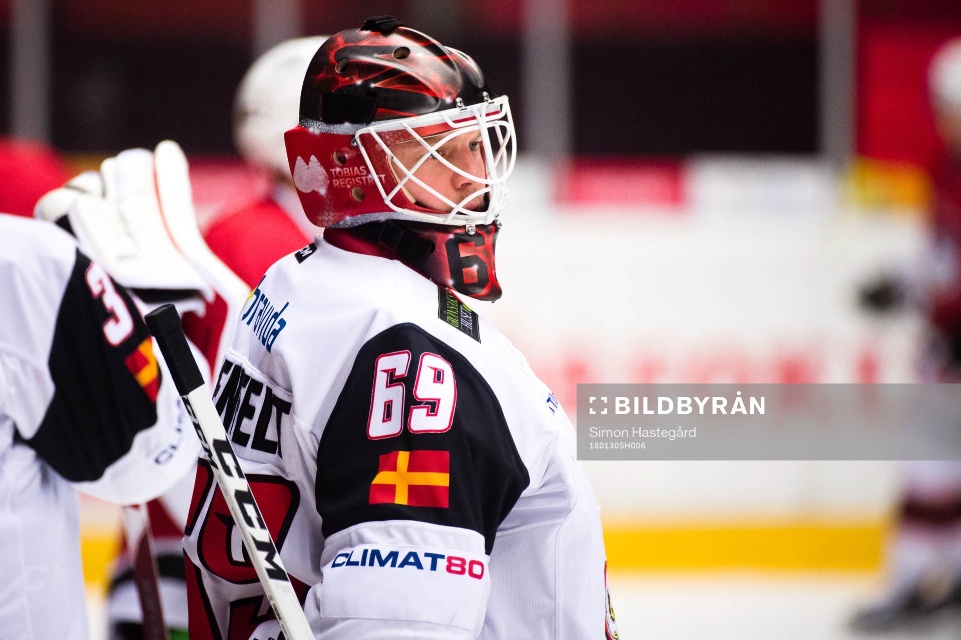 Malmö Redhawks målvakt Oscar Alsenfelt före