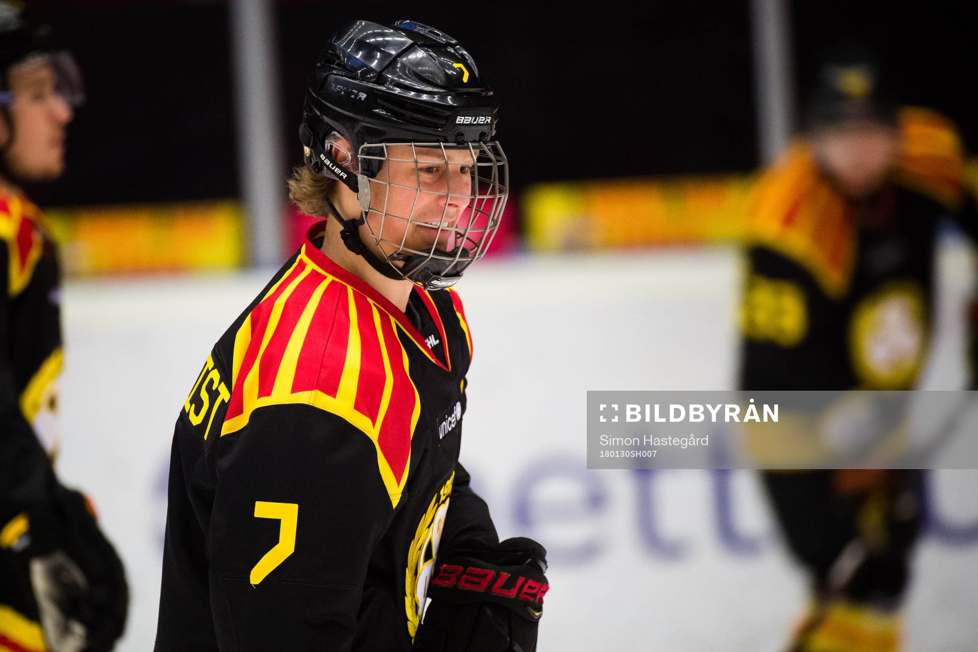 Brynäs Adam Boqvist före ishockeymatchen i SHL mellan
