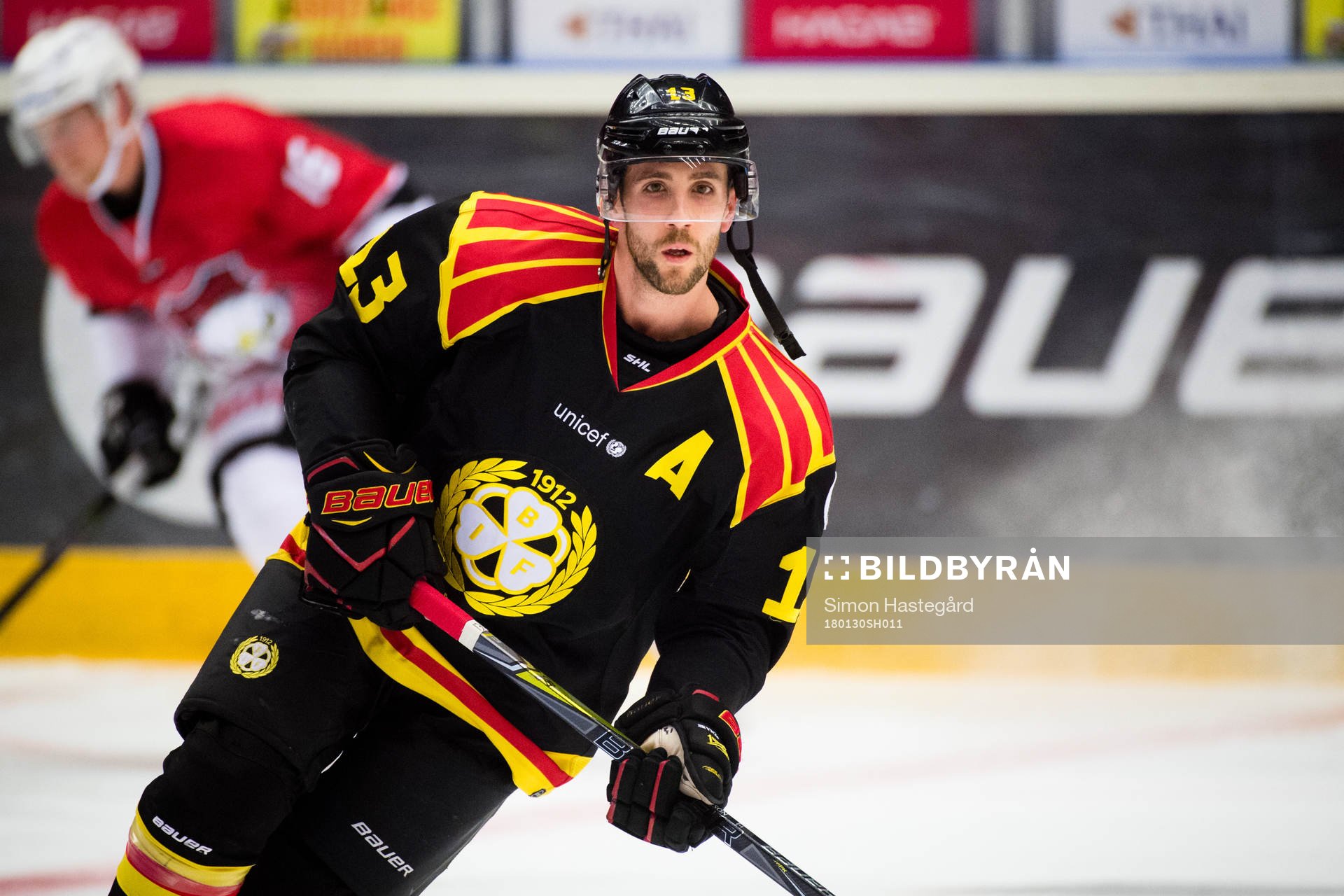 Brynäs Ryan Gunderson före ishockeymatchen i SHL mellan