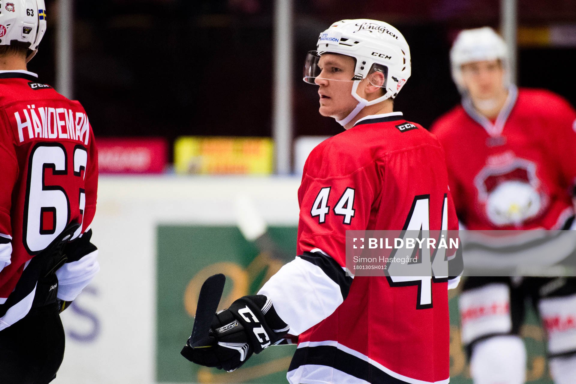 Malmö Redhawks Tobias Ekberg före ishockeymatchen i SHL