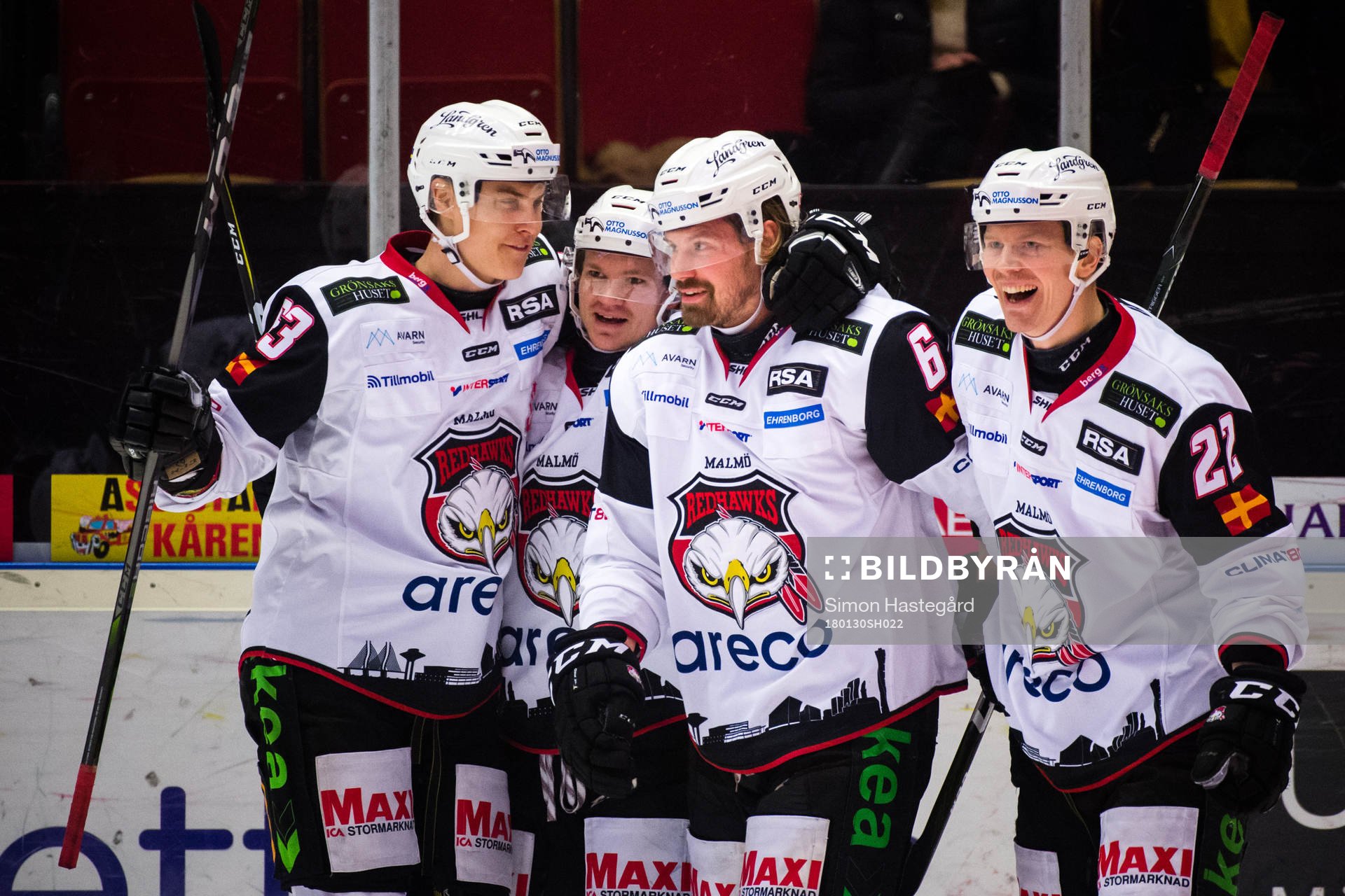 Malmö Redhawks Fredrik Händemark , Tobias Ekberg  och