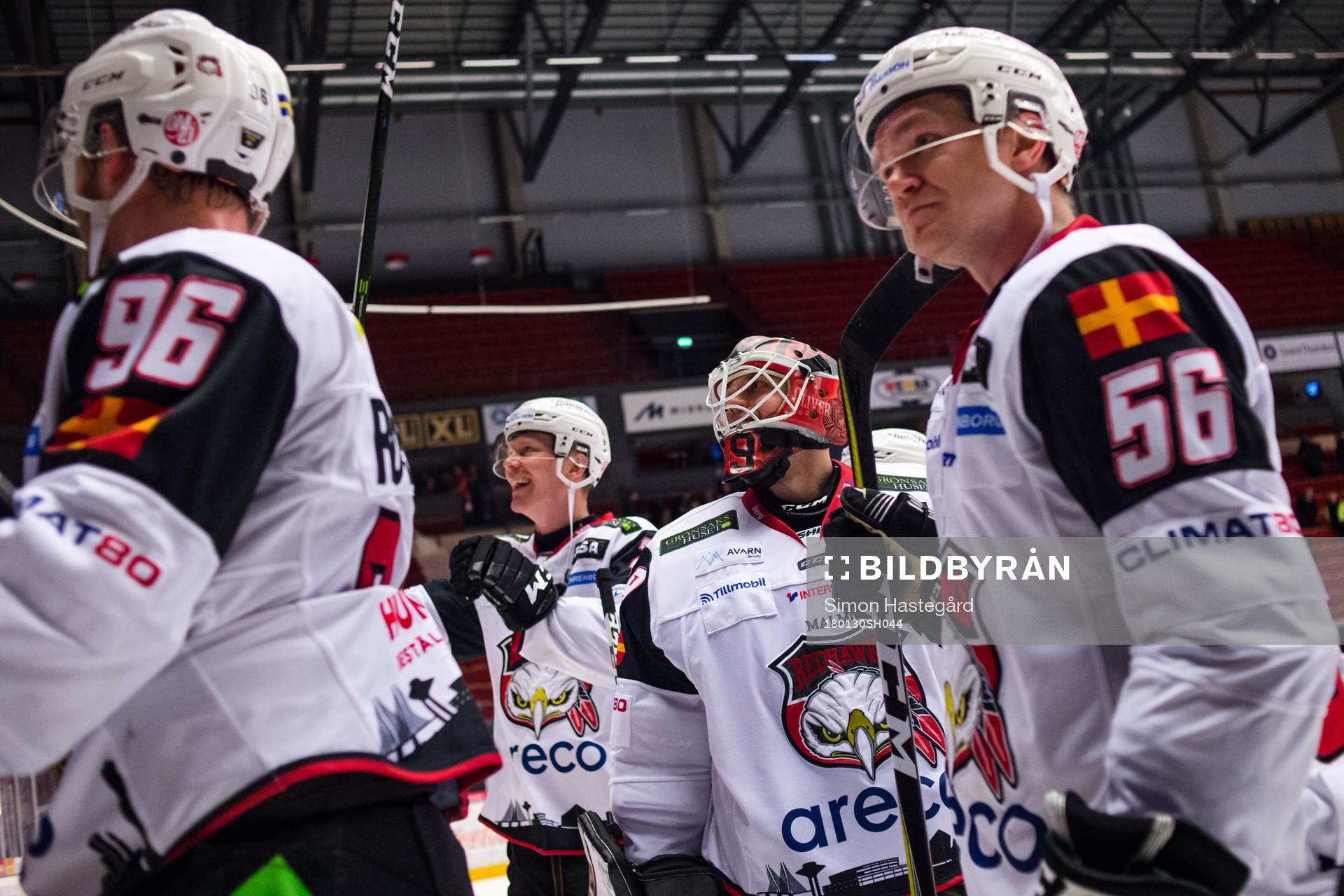 Malmö Redhawks Lars Bryggman , målvakt Oscar Alsenfelt
