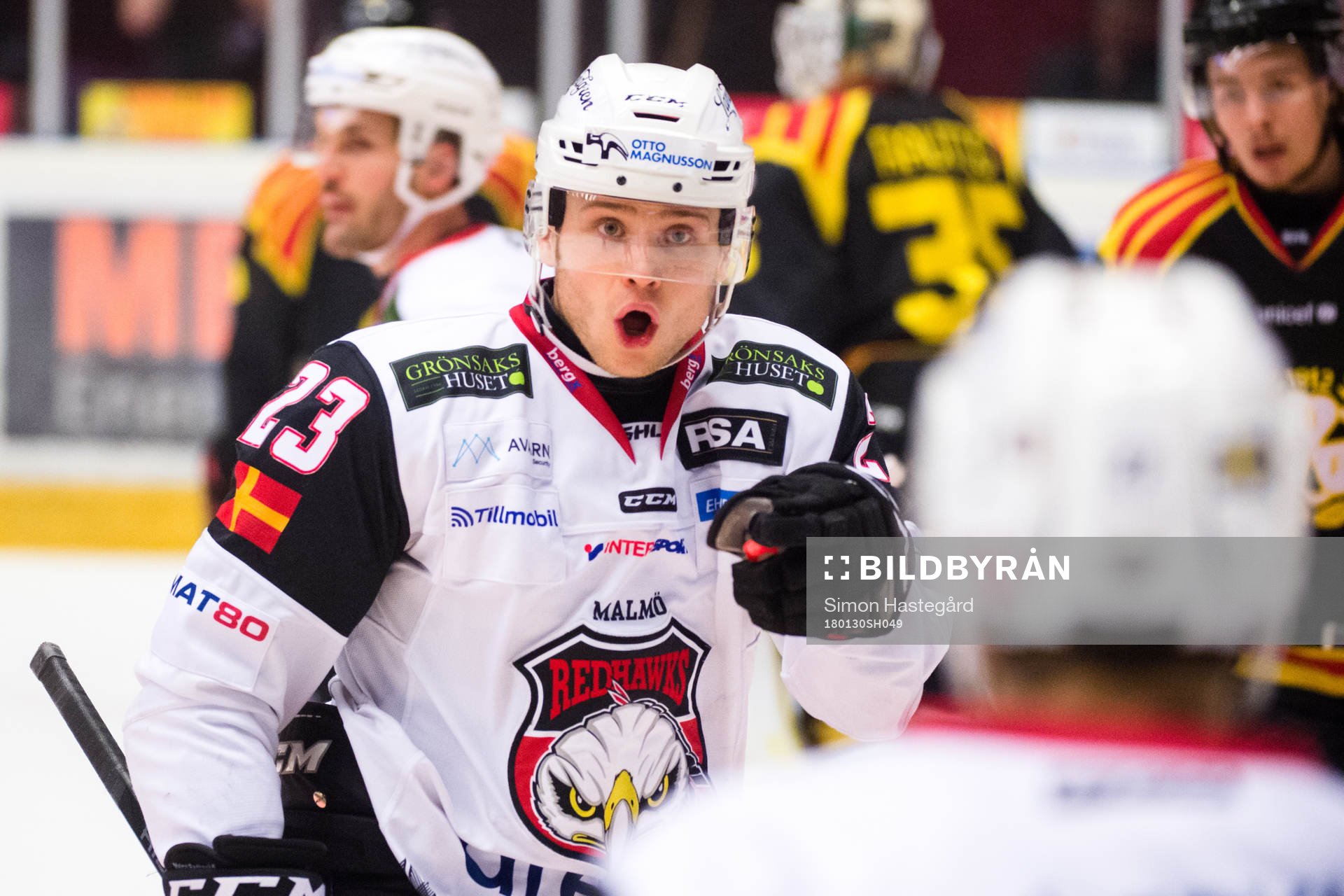 Malmö Redhawks Christoffer Forsberg jublar