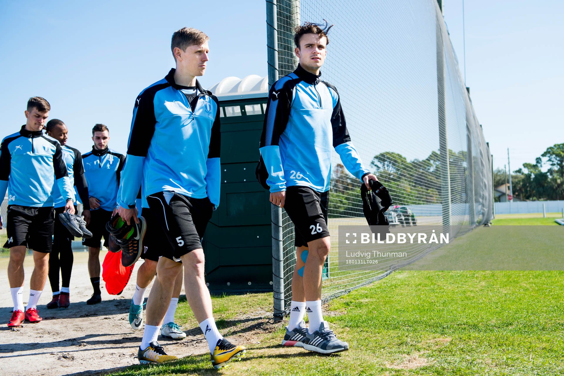 Malmö FFs Sören Rieks och Andreas Vindheim ankommer till