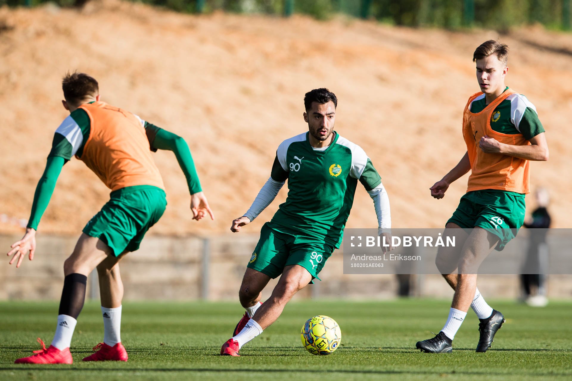 Hammarbys Oscar Krusnell, Jiloan Hamad och Dusan Jajic