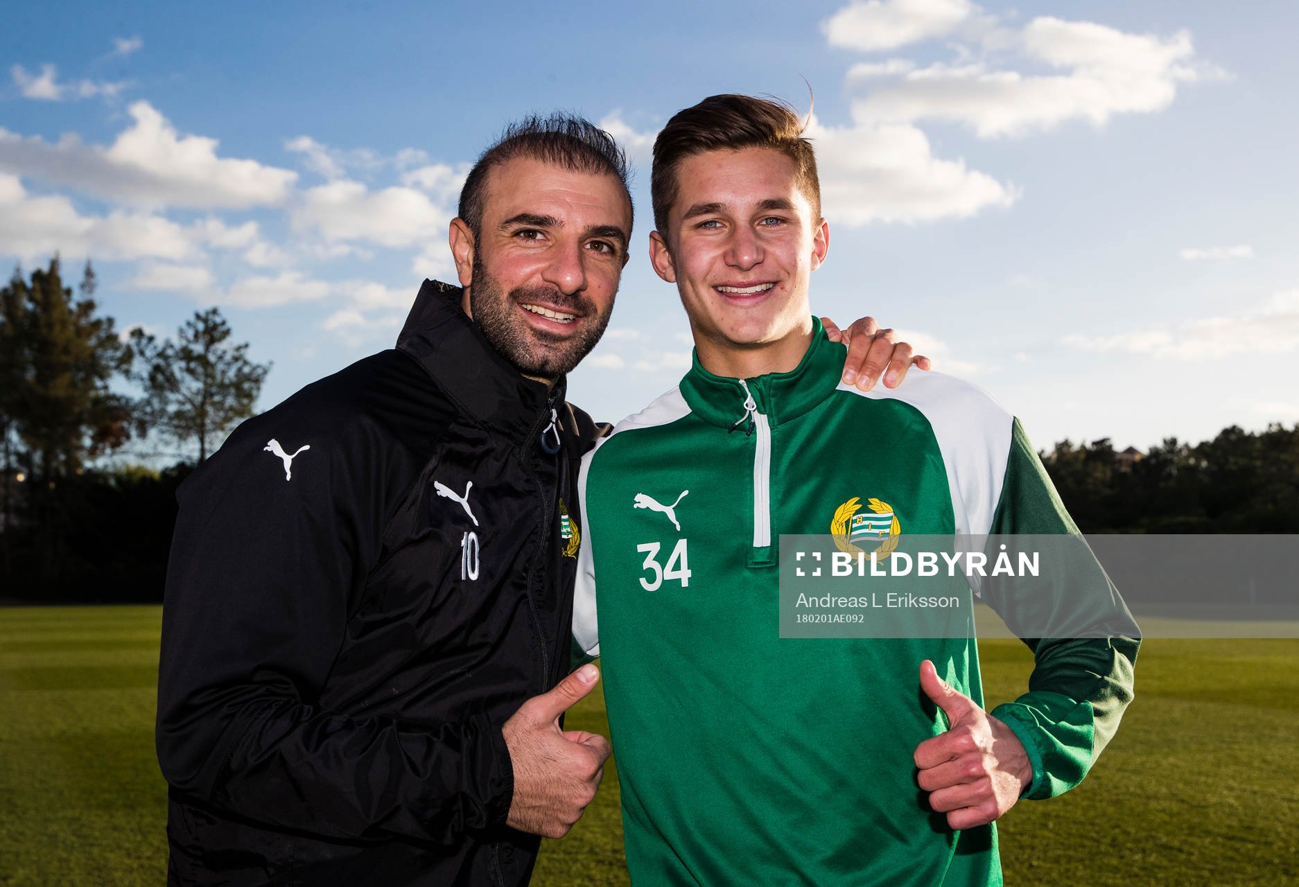 Hammarbys Kennedy Bakircioglu och Leo Bengtsson under en träning den 1 februari 2018 i Loule. 